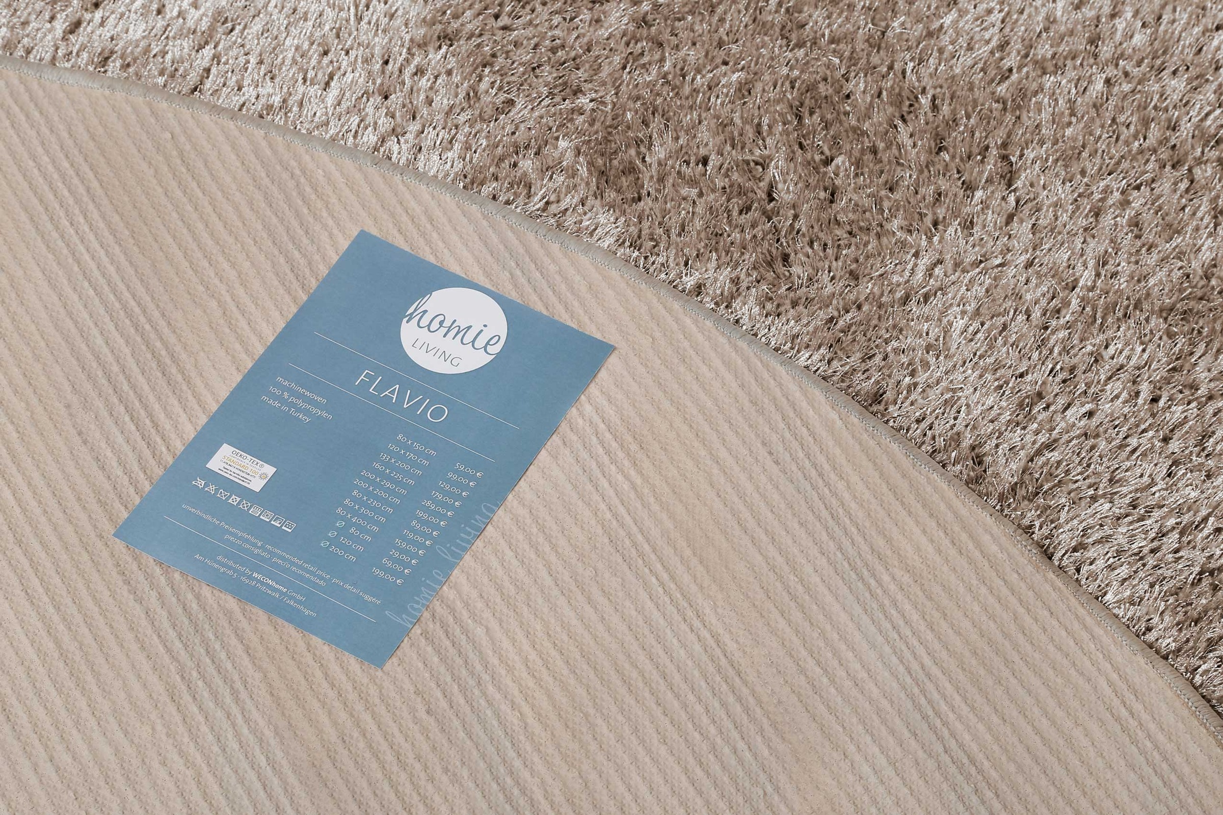 Thumbnail - Homie Living Teppich "Flavio" rund 30 mm Höhe Hochflor, gewebt, weich, uni, Wohnzimmer, Schlafzimmer, waschbar