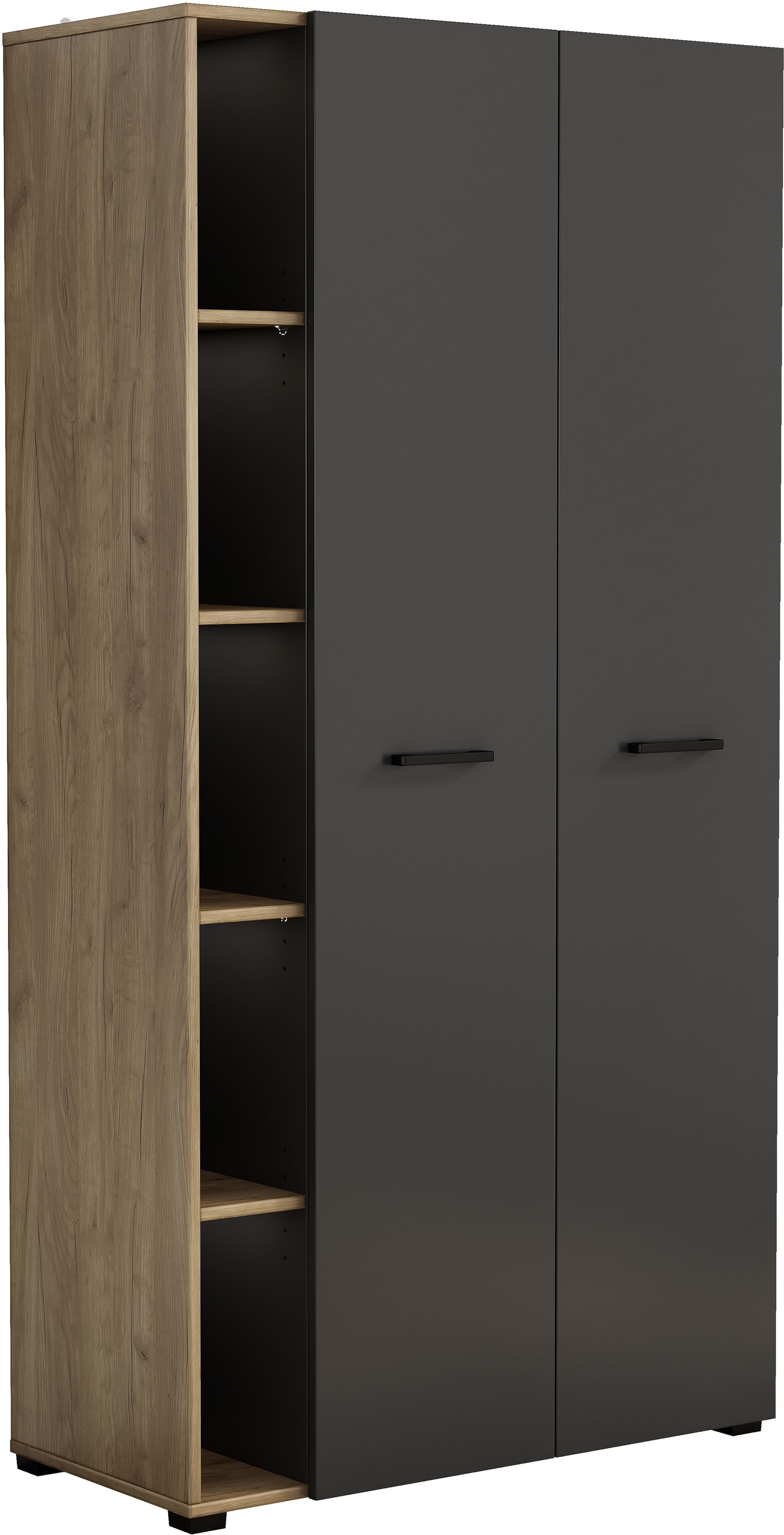 Computerschrank OTTO HOME, B:88,2cm H:174,6cm T:41,5cmschwarz, Schränke, "Moid", für Arbeitszimmer, mit zwei Türen, mit Tastaturauszug