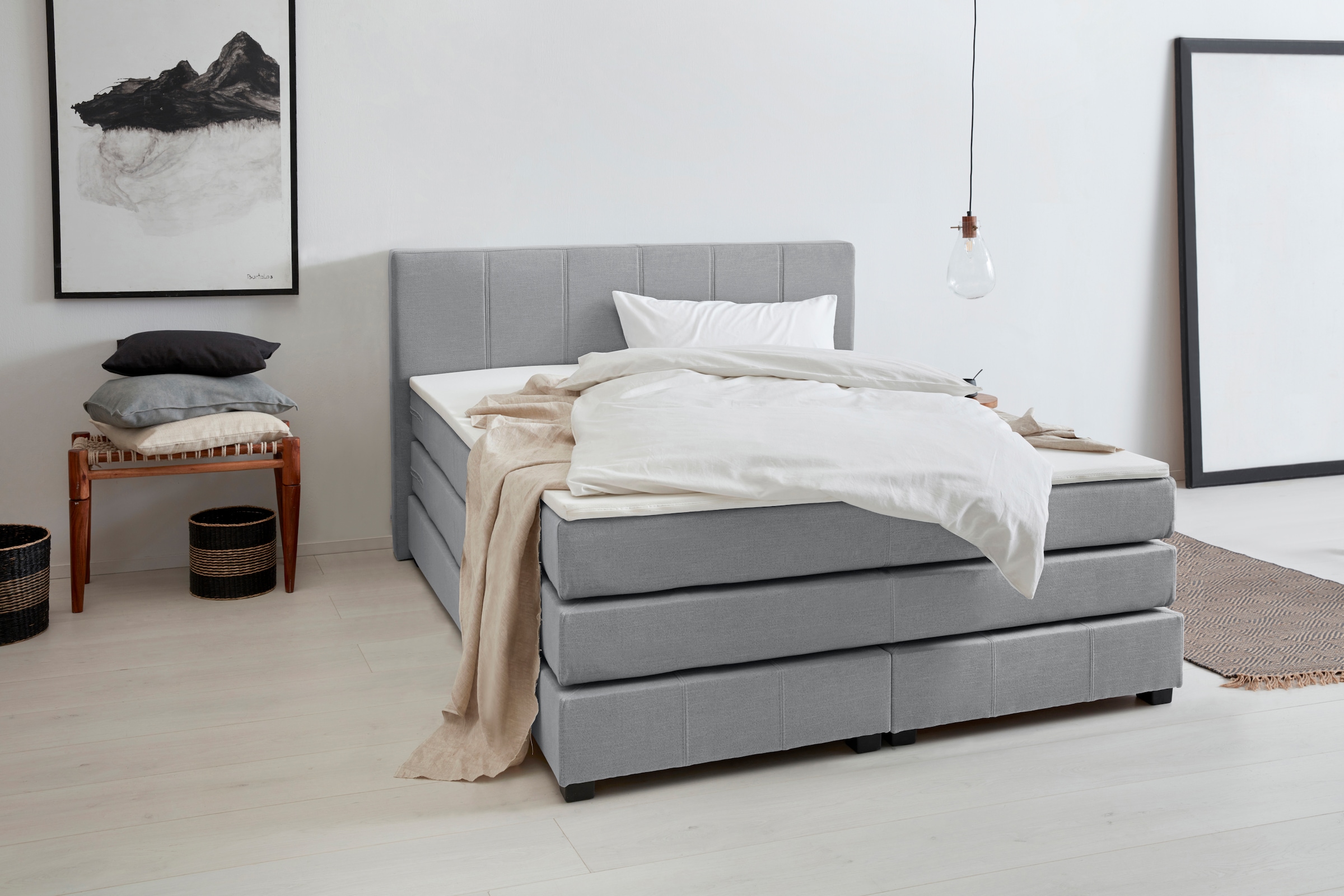 OTTO products Boxspringbett "Peetu", Taschenfederkern-Matratze, in 4 Breite günstig online kaufen