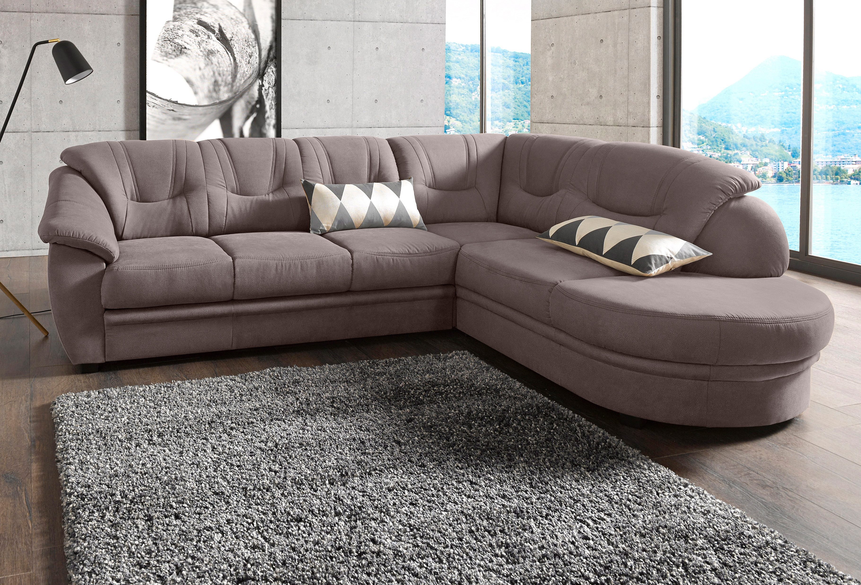 sit&more Ecksofa "Savona L-Form, B: 267 cm, Couch mit Federkern, Komfortsitzhöhe 46 cm" optional mit Schlaffunktion