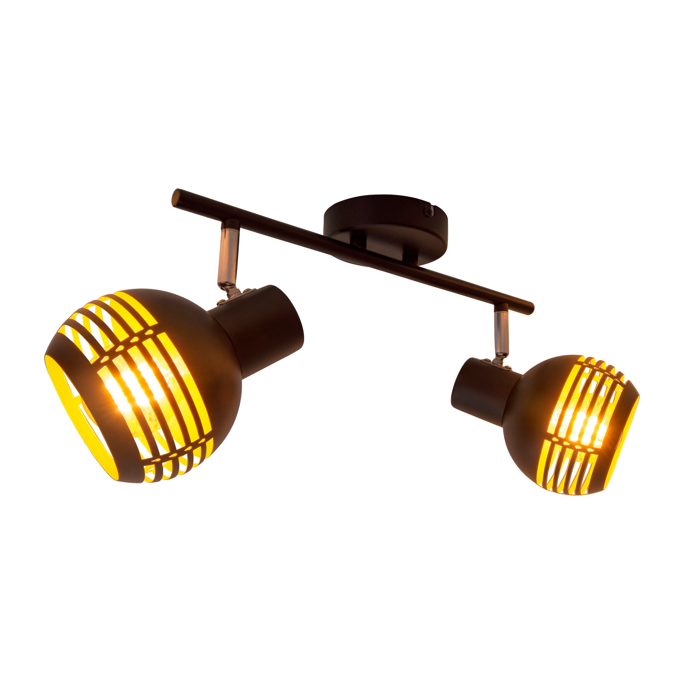 näve Deckenspots »Casco« E27 1 Stk. 2er Wand-/Deckenleuchte, schwarz, innen golden, exkl. 2x E27, L: 36cm