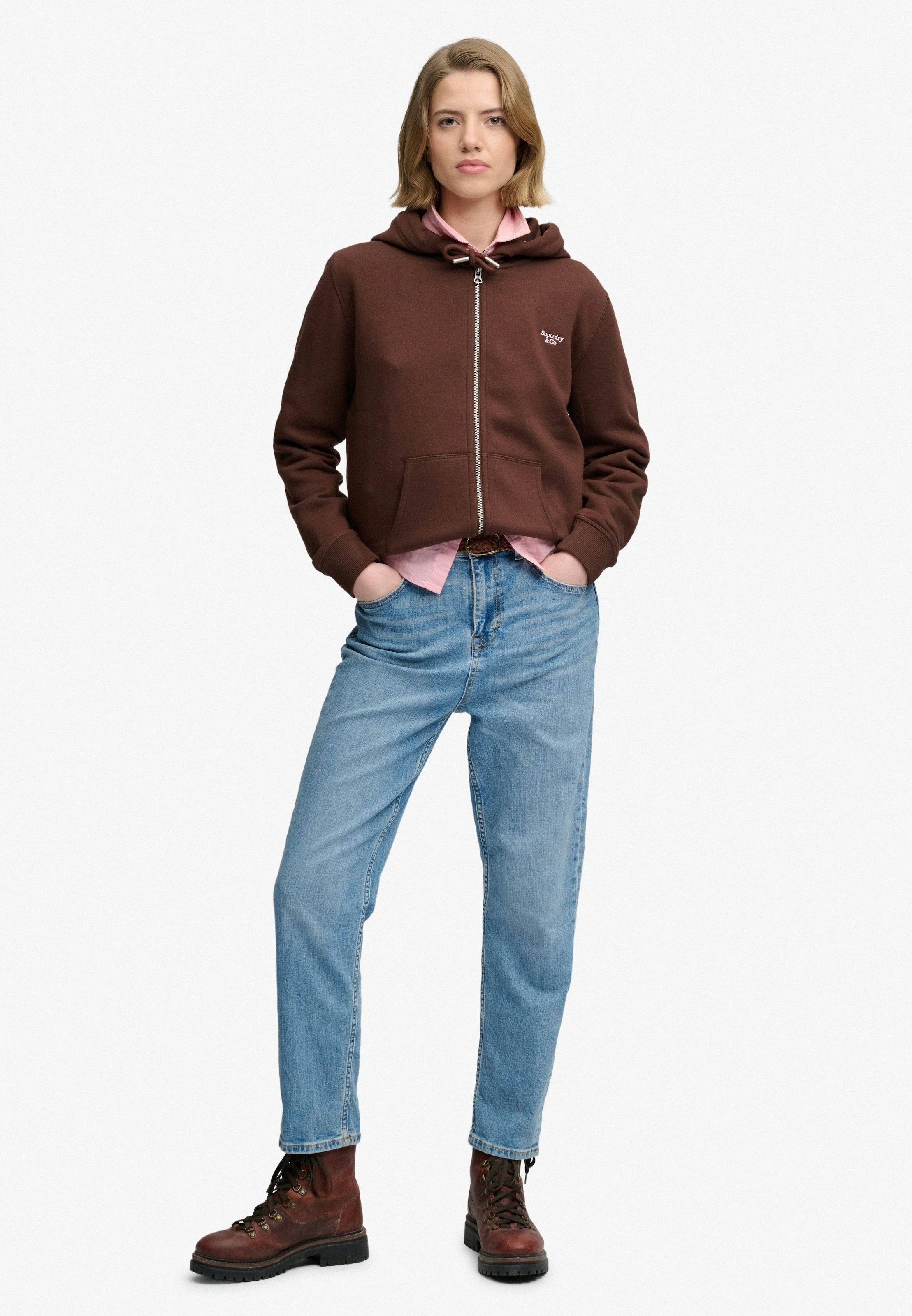 Superdry Kapuzensweatjacke »SIGNATURE EMB ZIPHOOD« Baumwollmischung, relaxed fit