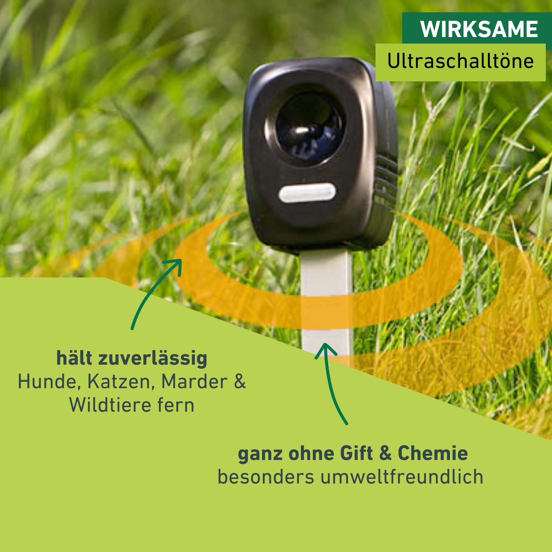 Windhager Ultraschall-Tierabwehr »Gerät Outdoor,  mit Solar oder Batterie« Tiervertreiber gegen Marder, Waschbären, Wirkungsbereich 40 oder 60 m²