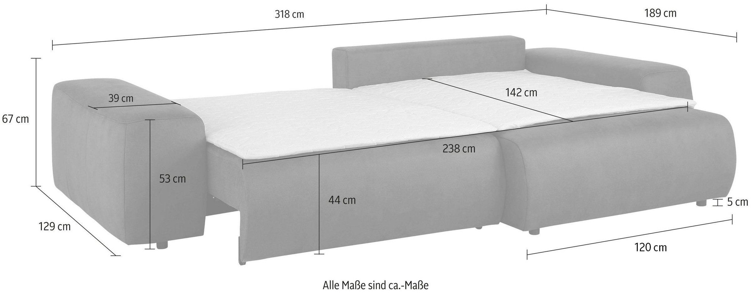 Home affaire Ecksofa »Riveo«, mit Boxspringfederung, wahlweise mit Bettfunktion