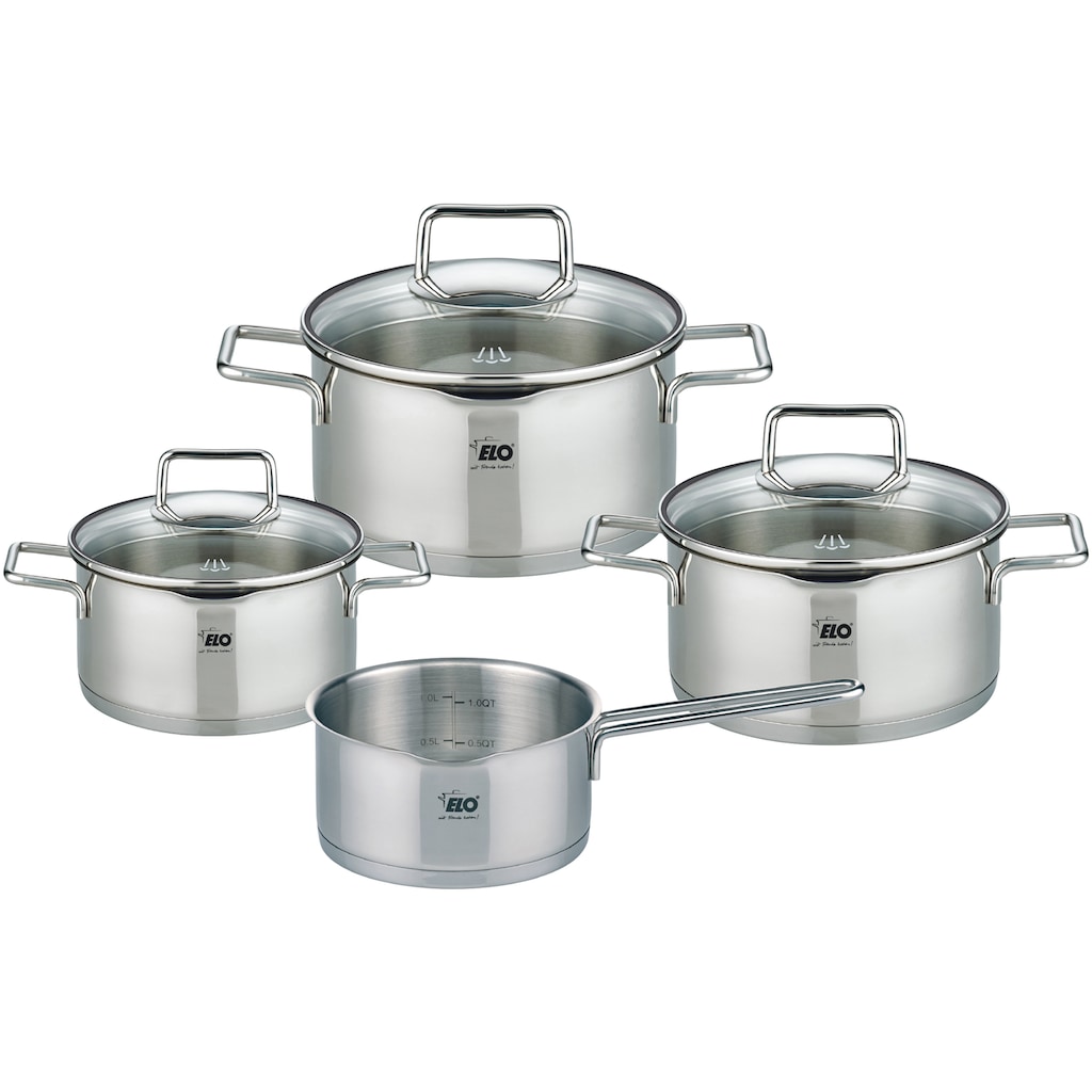 Elo Topf-Set »Smart Steam«, Edelstahl 18/10, (Set, 7 tlg., je 1 Fleischtopf Ø 16/20/24 cm, 1x Stieltopf Ø 16 cm)