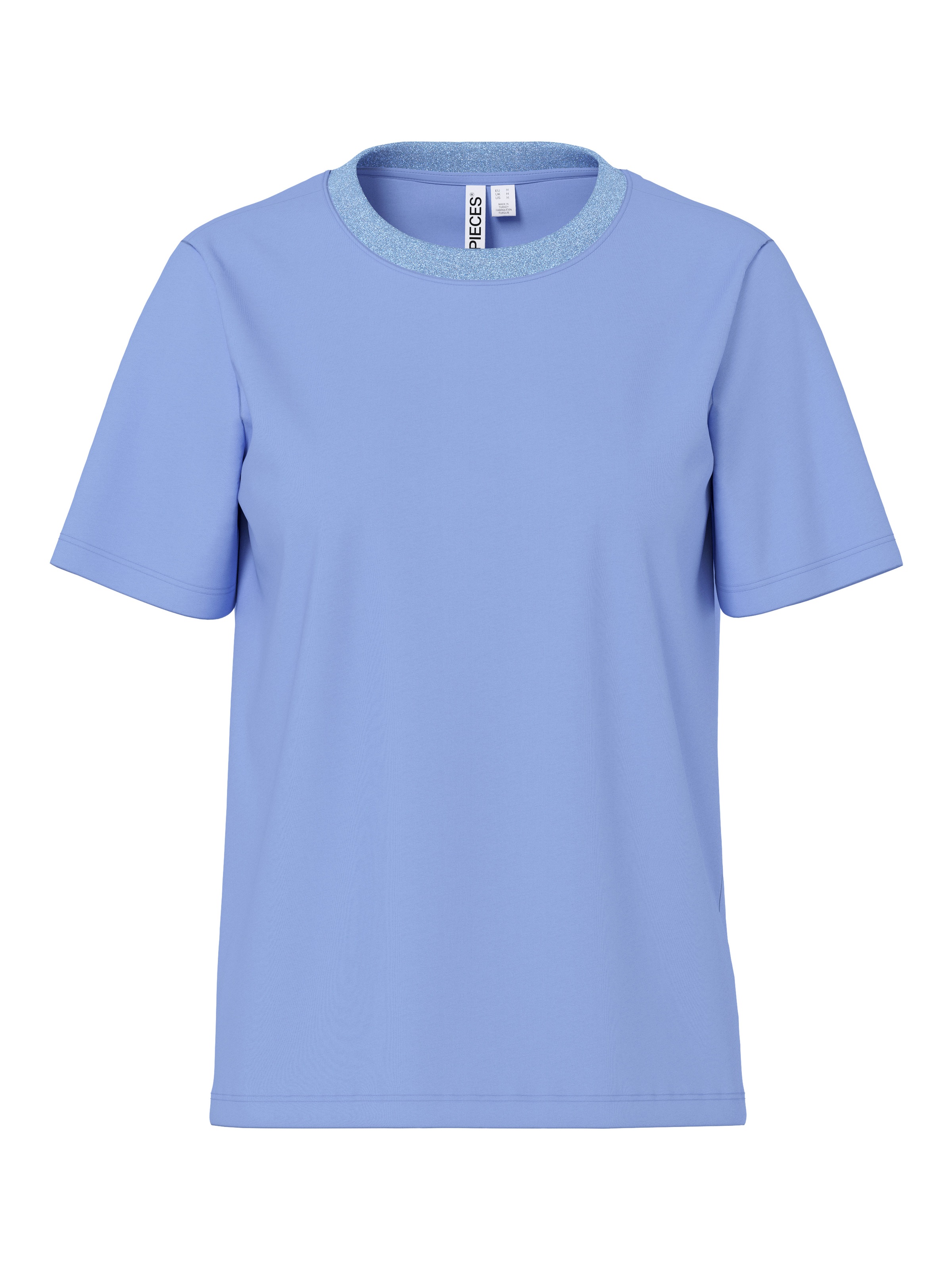 pieces Kurzarmshirt »PCRIA SS LUREX NECK TEE JRS NOOS BC« mit Glitzerdetail