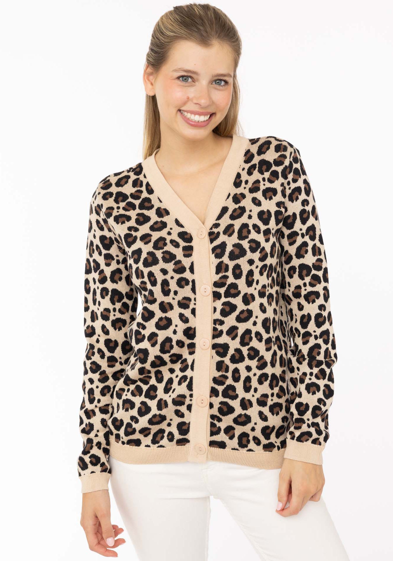 Zwillingsherz Strickjacke ""Gestrickter-Leo"", mit Knöpfen, mit Leomuster a günstig online kaufen