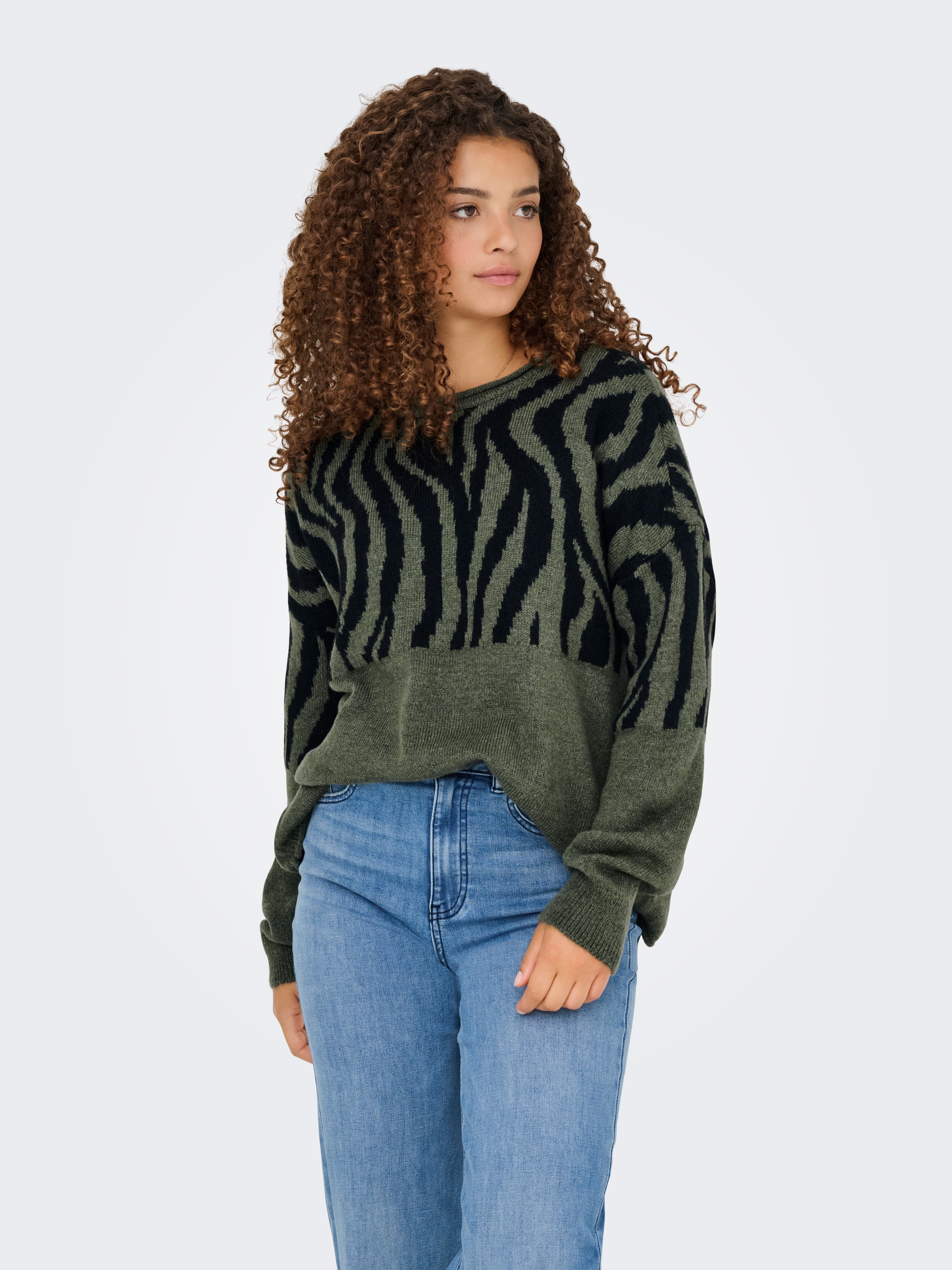 ONLY Rundhalspullover "ONLJADE ANIMAL LS O-NECK NOOS KNT" günstig online kaufen