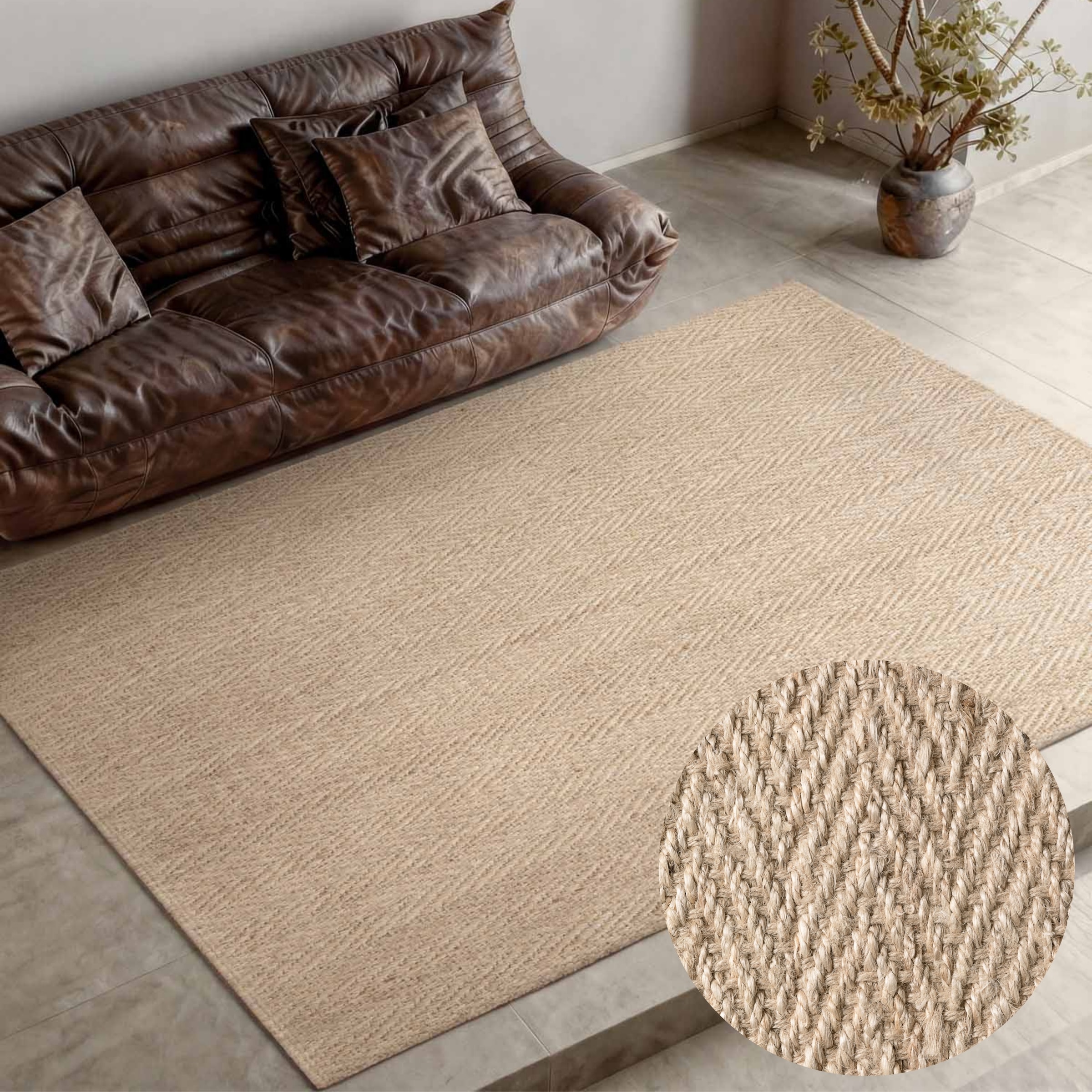 Teppich VILLEROY & BOCH "Mirabelle", natur, elfenbein, B:200cm H:10mm L:300cm, Jute, Teppiche, Teppich, Jute, Natur, Wohnzimmer, Esszimmer, Schlafzimmer, Fischgrätendesign