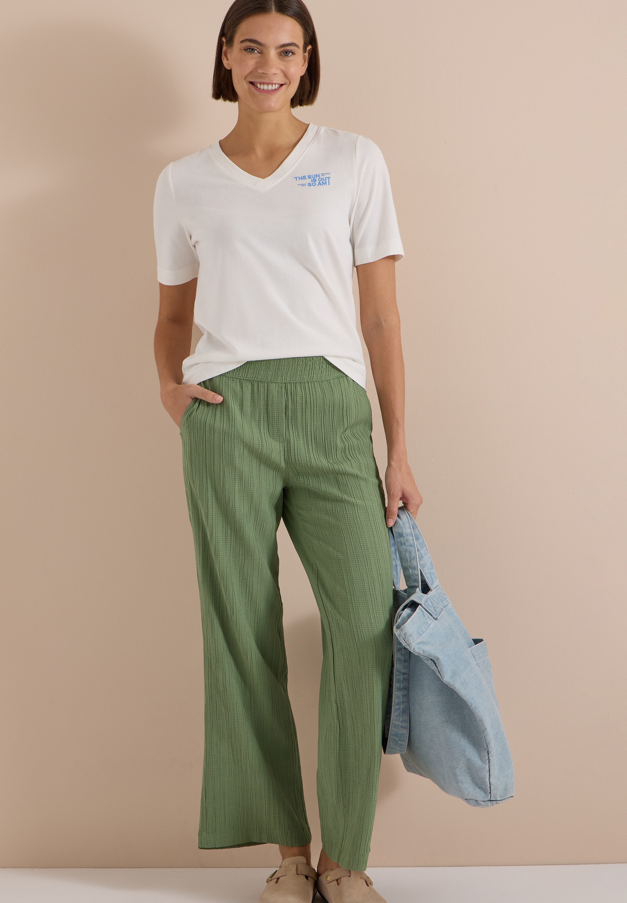 Cecil Stoffhose »Style Neele«  Sommerhose im Loose Fit mit Struktur-Streifen