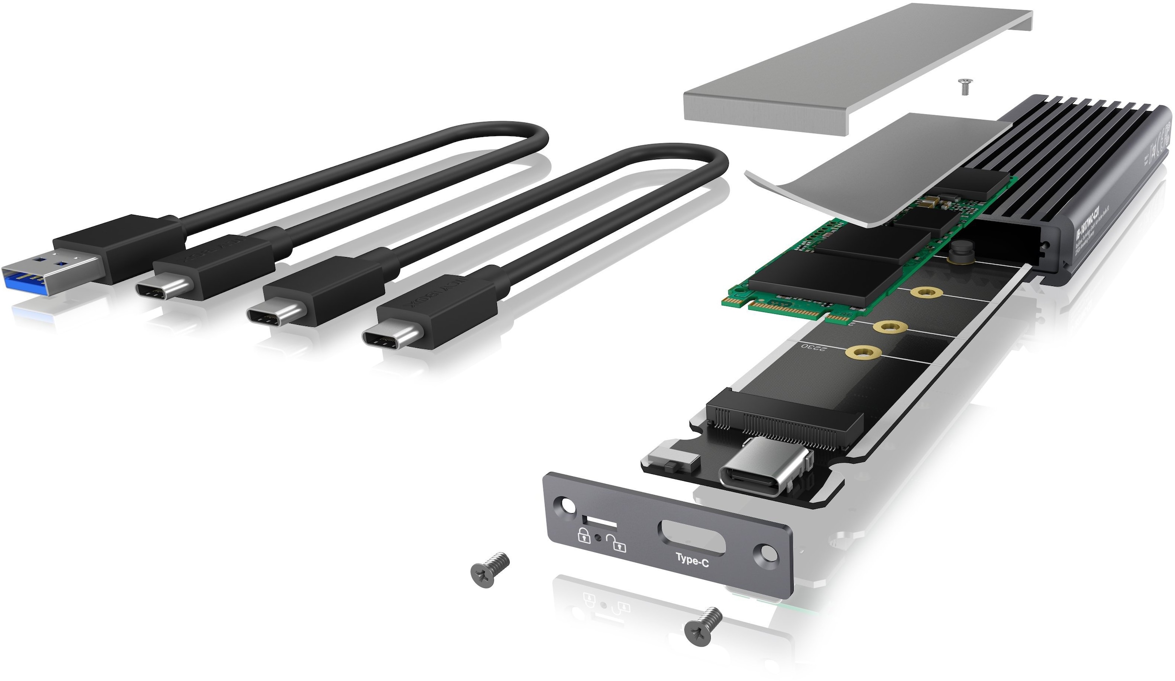 Festplatten-Gehäuse »Gehäuse für 1x M.2 NVMe & SATA SSD mit USB Type-C Anschluss«, Hochwertiges Aluminium