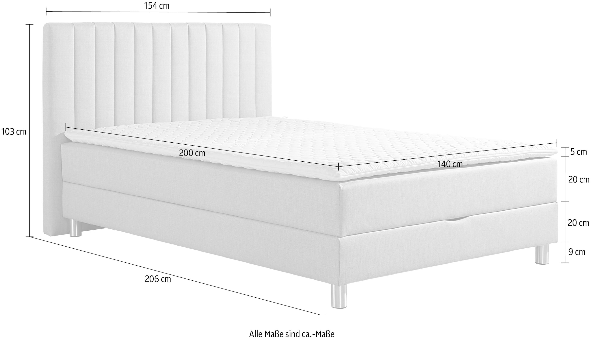 Maintal Boxbett, mit Bettkasten und Kaltschaum-Topper