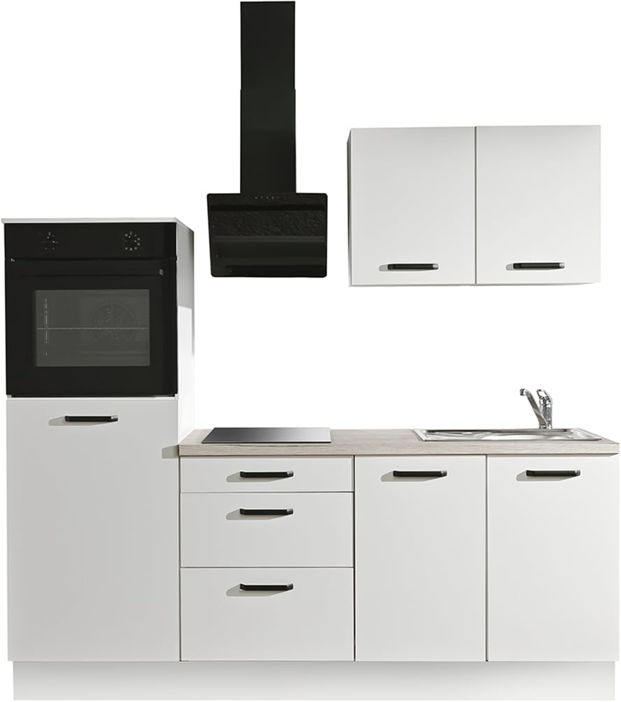 wiho Küchen "Compact: Kleines Format, große Ausstattung optional mit E-Geräten" Variante ohne Kühlschrank, Breite 210 cm