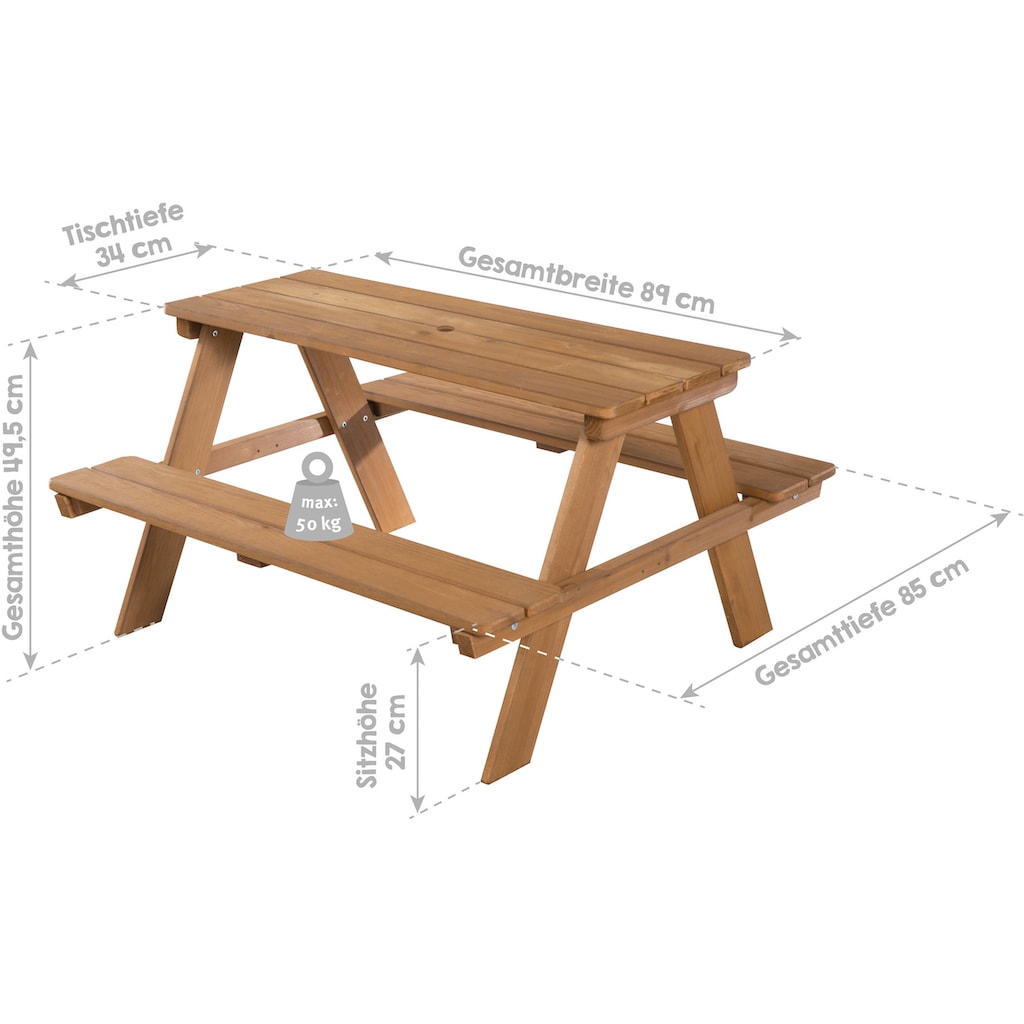 roba® Kindersitzgruppe »Picknick for 4 Outdoor Deluxe, Teakholz«, mit abgerundeten Ecken