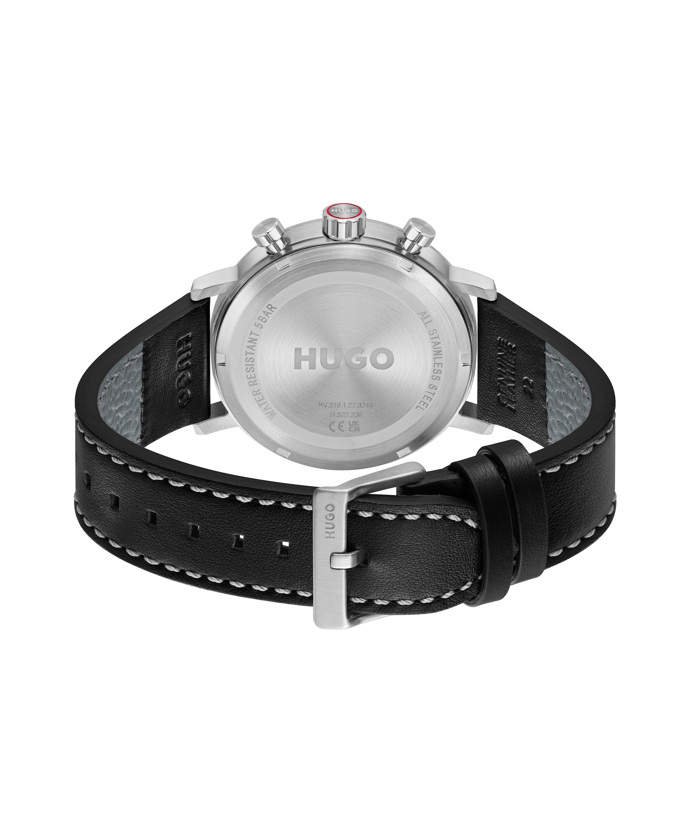 HUGO Multifunktionsuhr »#TAKEOFF« Quarzuhr, Armbanduhr, Herrenuhr, Lederarmband, analog