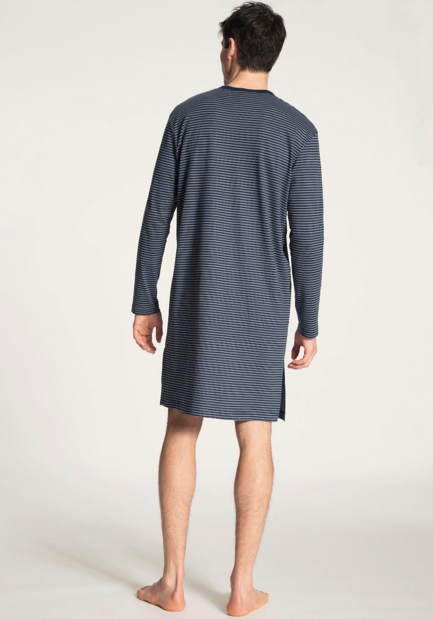 Thumbnail - CALIDA Nachthemd "Relax Streamline" Brusttasche seitliche Schlitze, Interlock-Qualität, Langarm, Knopfleiste