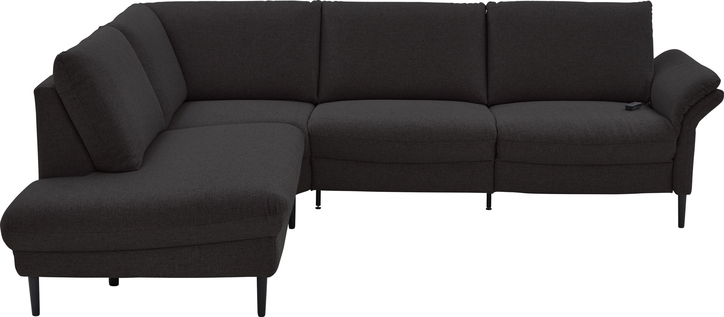 Places of Style Ecksofa »Sarsina: mit Tonnentaschen-Federkern, perfekt zum Entspannen L-Form«, inklusive 2 motorischen Relaxfunktionen mit Herz-Waage-Beschlag