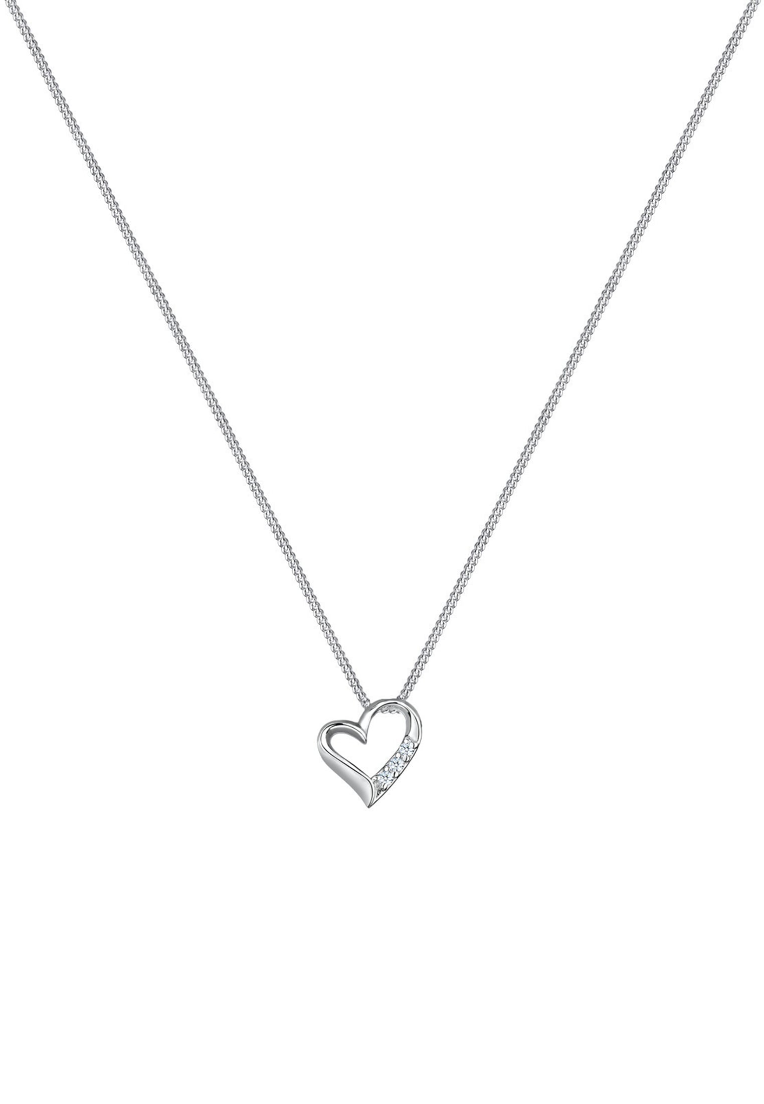 Elli DIAMONDS Collierkettchen »Herz Liebe Diamant (0.06 ct.) 925 Silber«