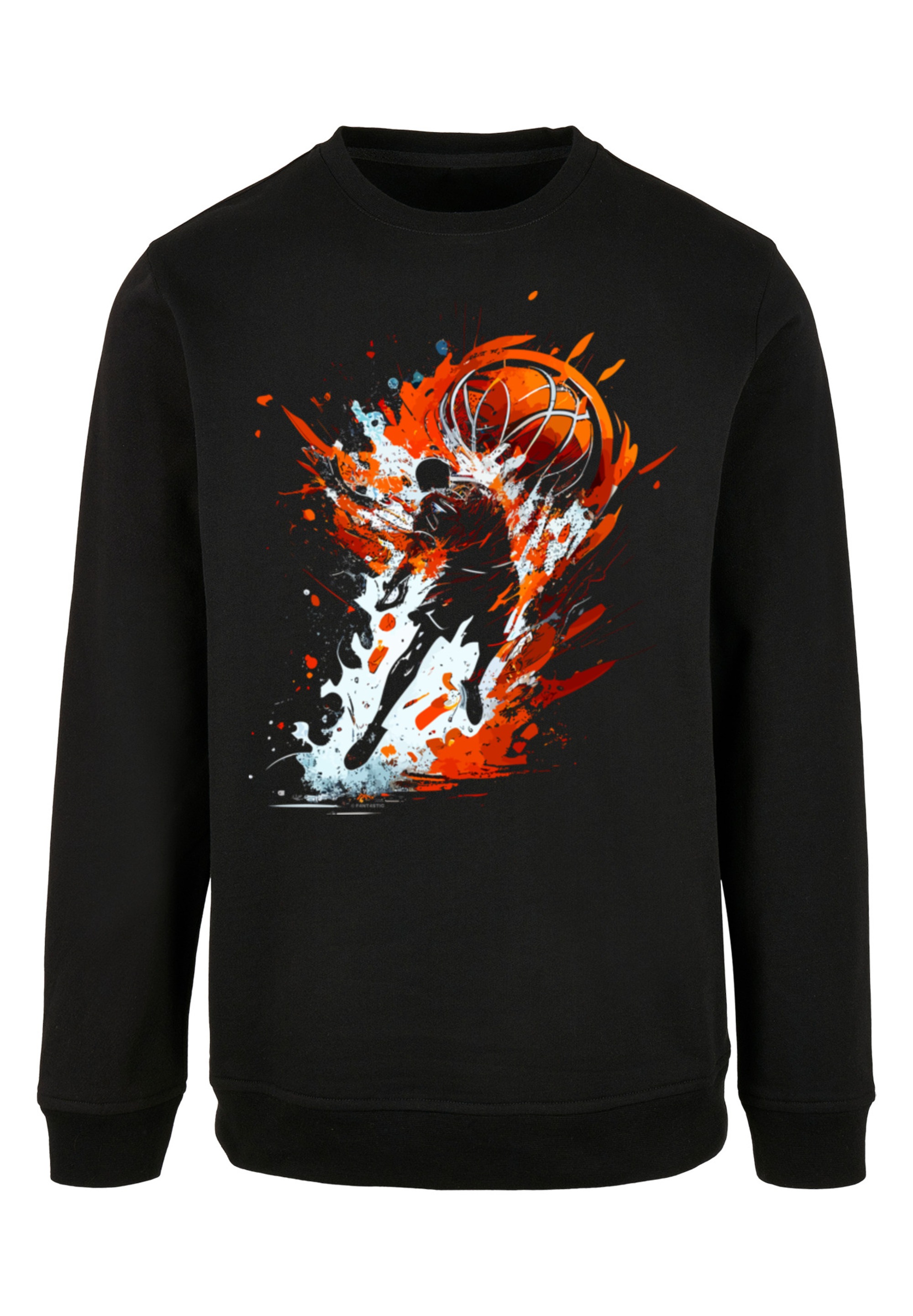 F4NT4STIC Kapuzenpullover »Basketball Splash Orange Sport CREW«, Print