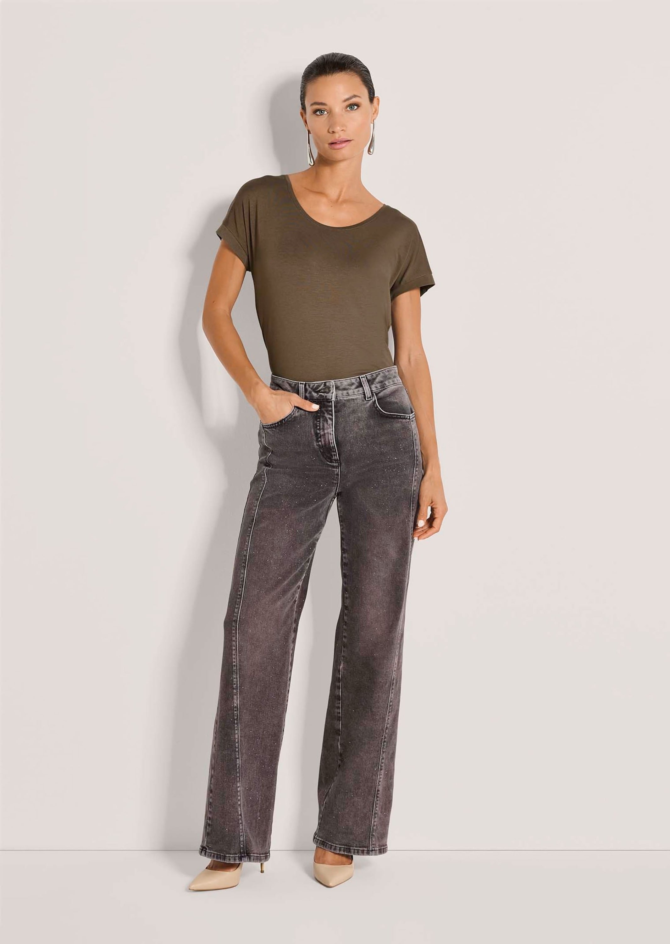 MADELEINE Regular-fit-Jeans »Hose Wide-Leg-Jeans mit Glitzer-Effekt«