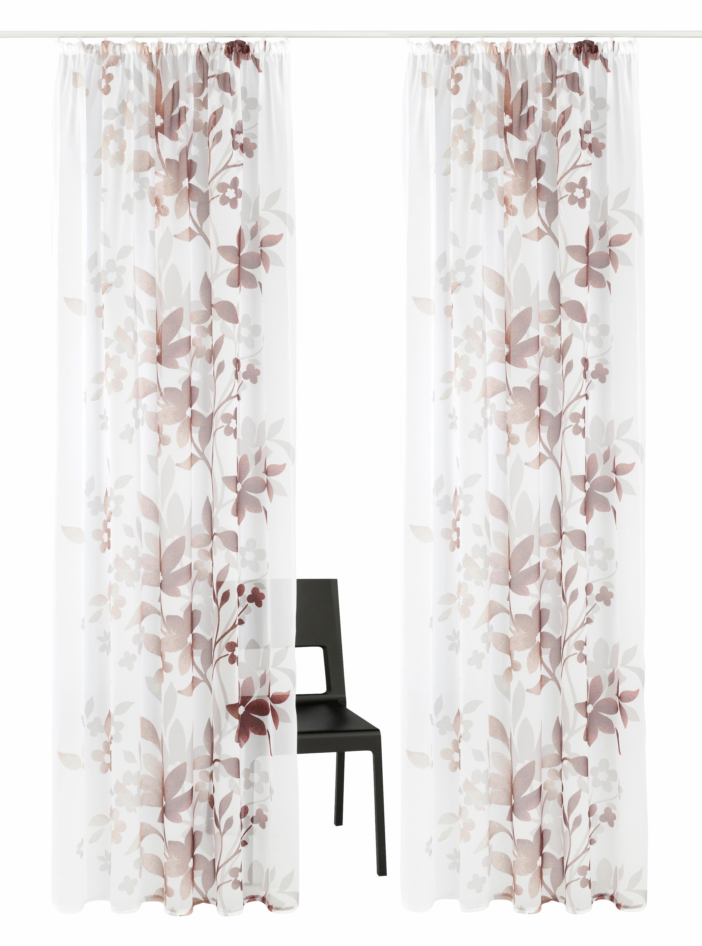 Home affaire Gardine »Ina«, (2 St.), transparent, 2-er Set, einseitig bedruckt, Voile