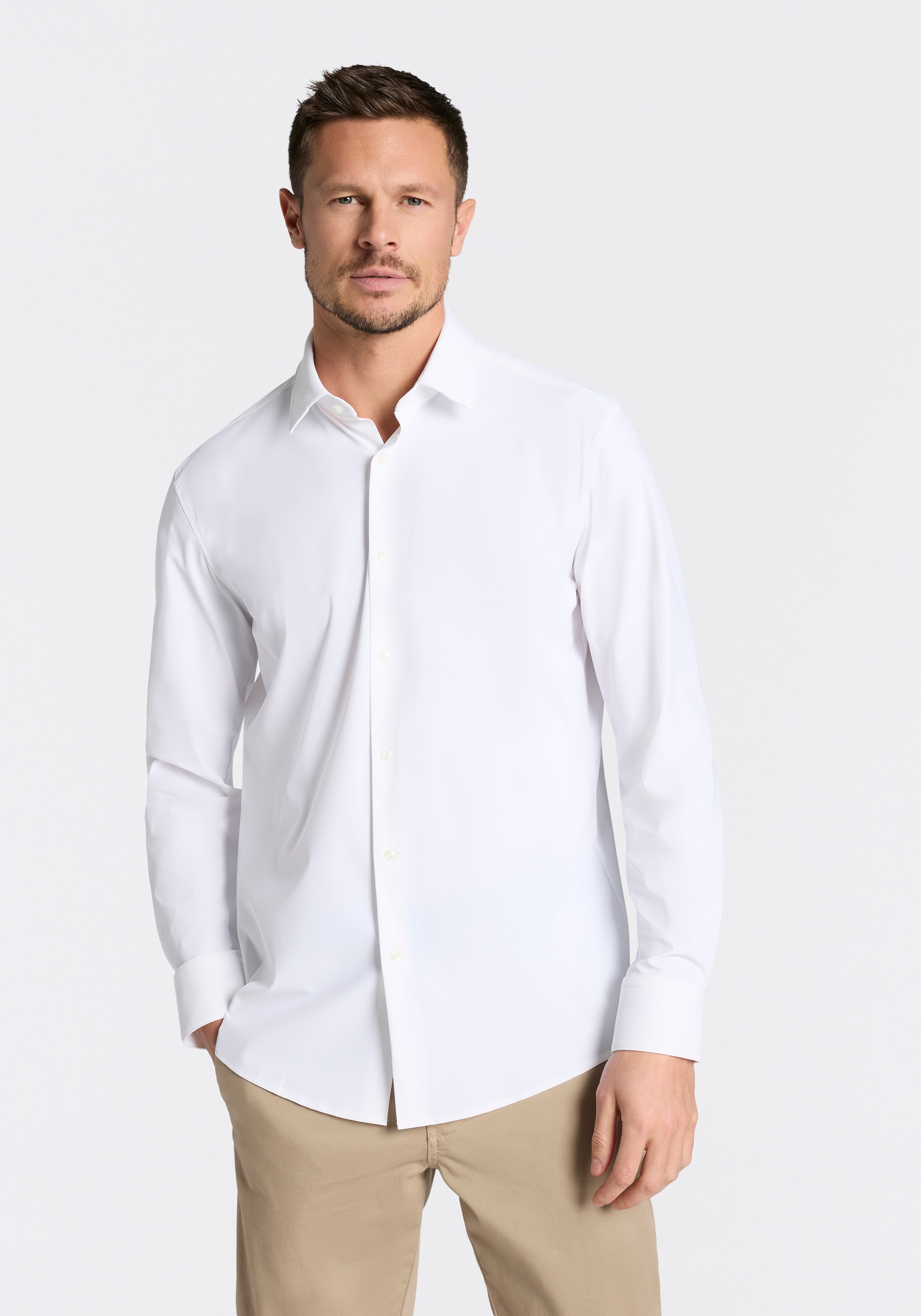 BOSS Langarmhemd "HANK" Kentkragen, Performance-Stretch-Jersey günstig online kaufen