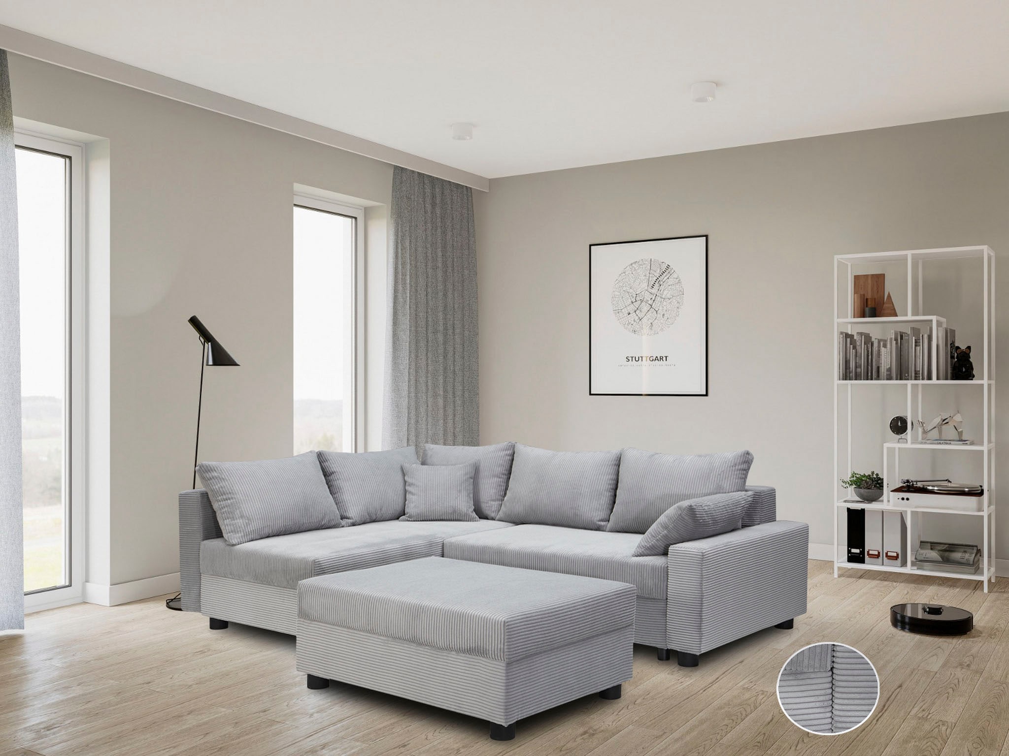 COLLECTION AB Ecksofa "Parma L-Form, B: 224 cm" Schlaffunktion, Bettkasten & 2 Zierkissen, Federkern