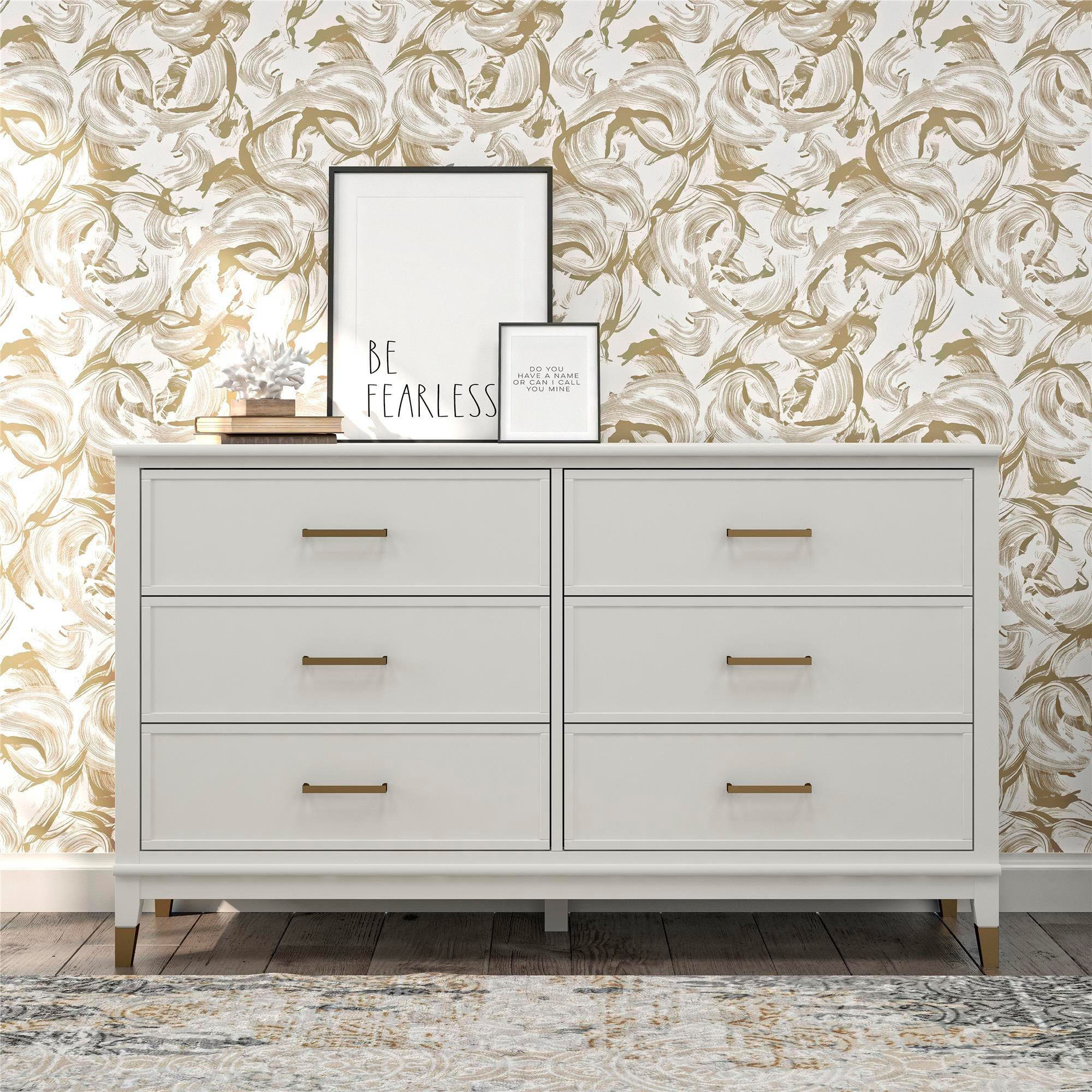 Dorel Home Kommode "Westerleigh" mit 6 Schubladen, MDF, Beine aus Massivholz, Höhe 85 cm, Breite 145 cm