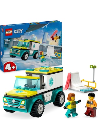 Konstruktionsspielsteine »Rettungswagen und Snowboarder (60403), LEGO City«, (79 St.),...