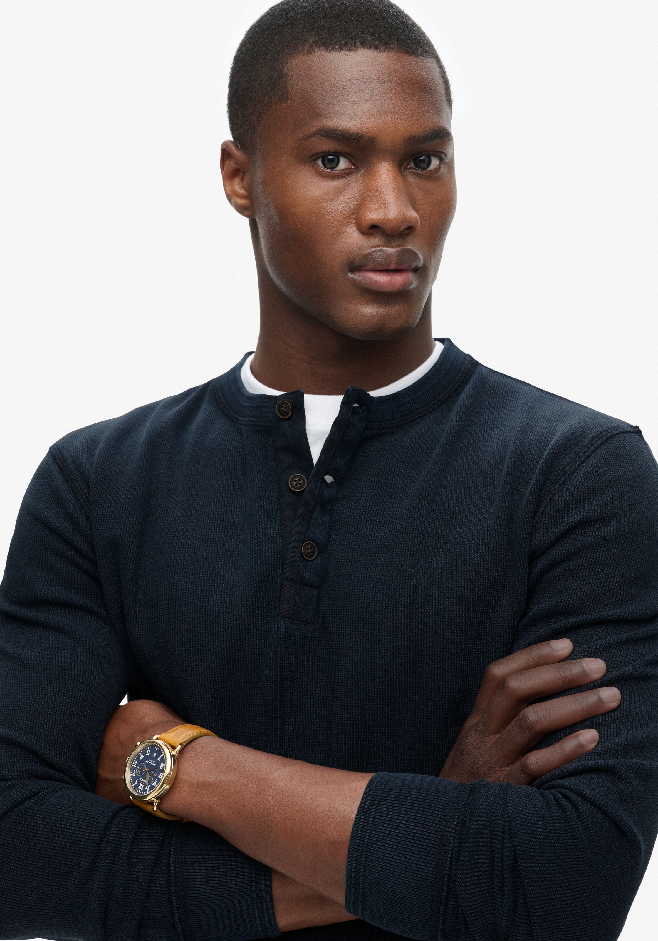 Superdry "Vintage Textured Grandad Top" im Henley-Stil günstig online kaufen