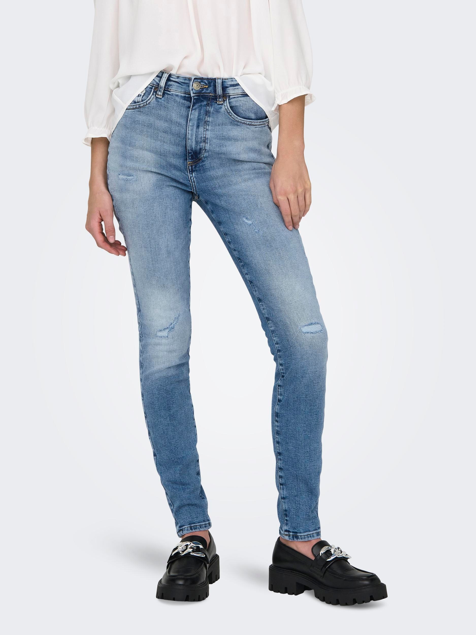 Skinny-fit-Jeans »ONLFOREVER ICON HW SK LAK DNM GEN476NOOS«, mit Destroyed Effekt