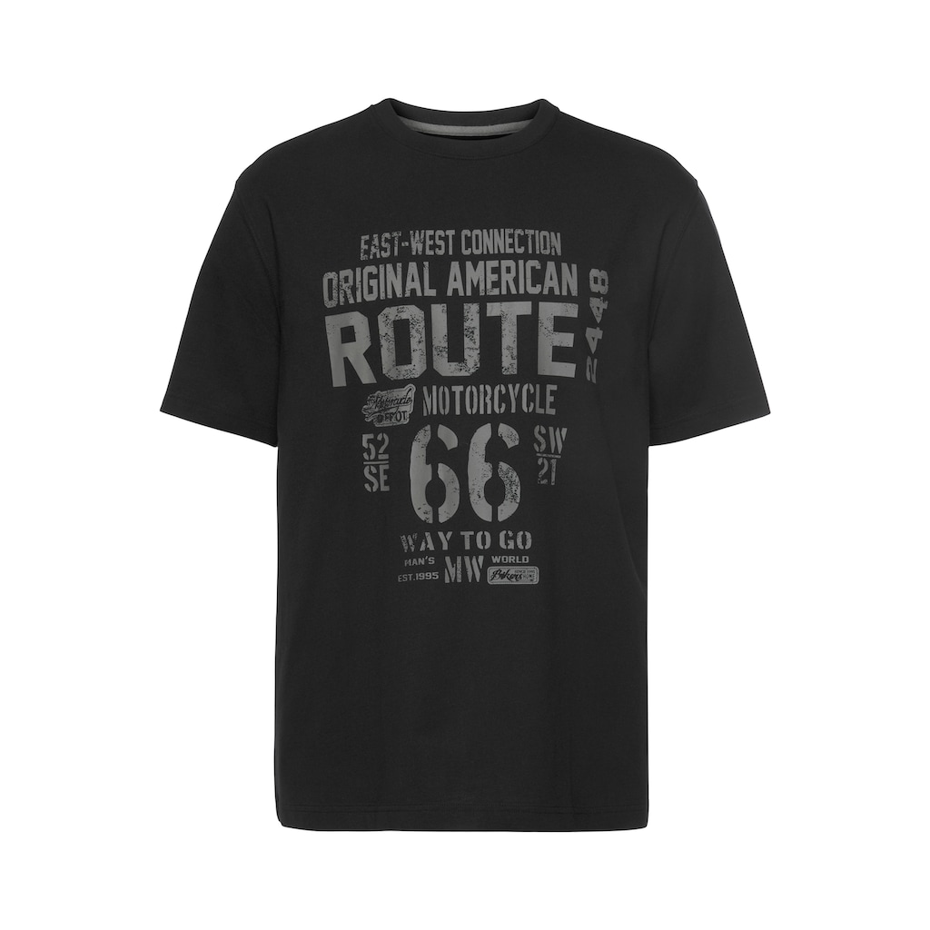 Herrenmode Shirts Man's World T-Shirt, Großer Print schwarz