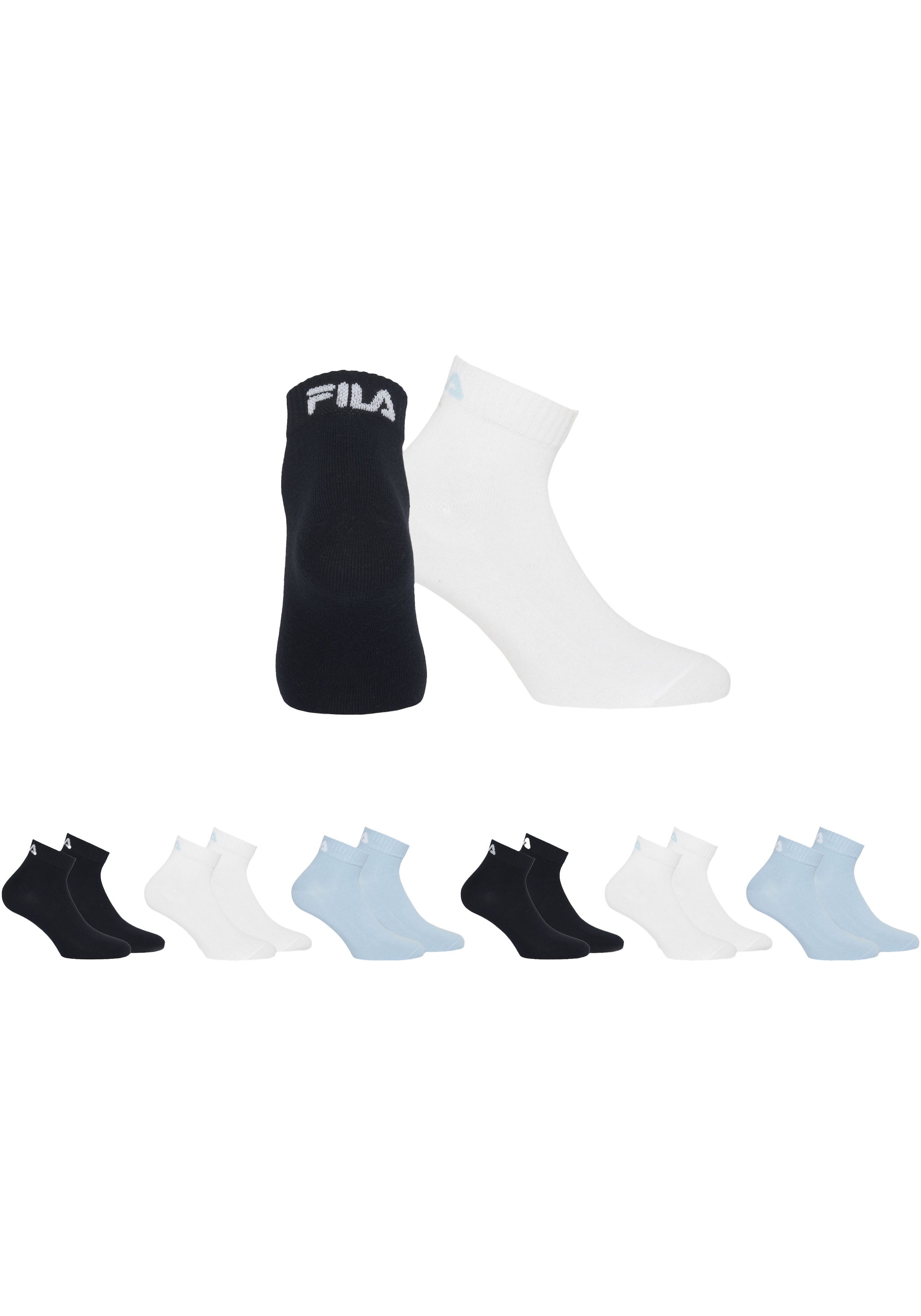 Fila Kurzsocken »UNISEX INVISIBLE PLAIN SOCKS«, (6 Paar), Baumwollmischung, Rippenbündchen, flache Zehennaht