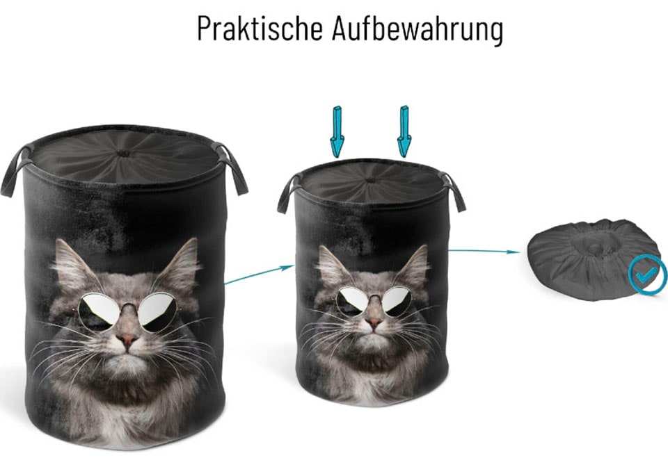 Sanilo Wäschekorb Cat«, kräftige »Cool bestellen samtweiche Farben, Deckel mit Oberfläche, BAUR 