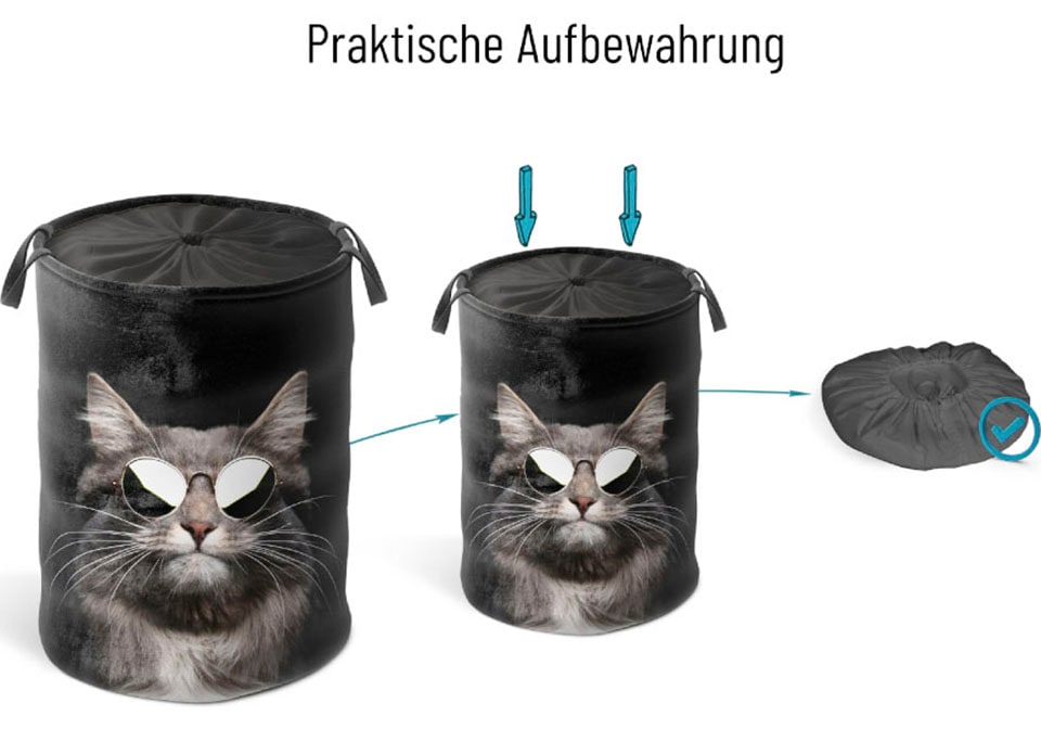 Sanilo Wäschekorb "Cool Cat", kräftige Farben, samtweiche Oberfläche, mit D günstig online kaufen