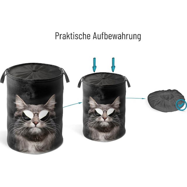 Sanilo Wäschekorb »Cool Cat«, kräftige Farben, samtweiche Oberfläche, mit  Deckel bestellen | BAUR