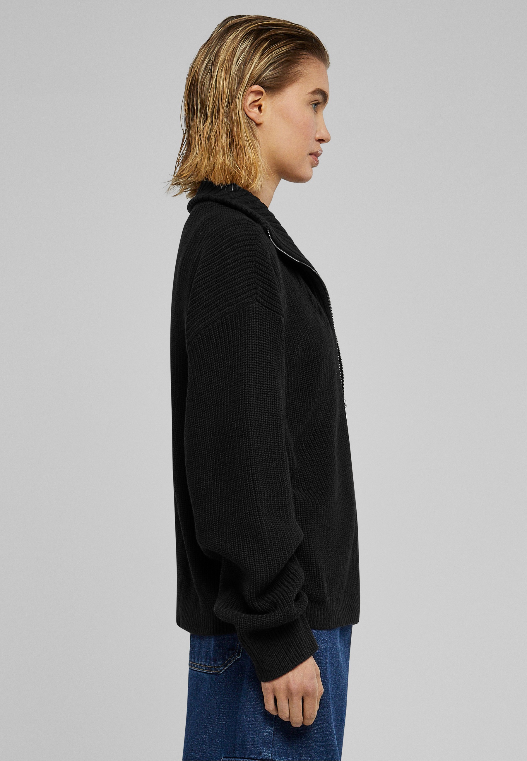 URBAN CLASSICS Strickjacke »Urban Classics Damen Ladies Knitted Zip Cardigan« 1 Stk.