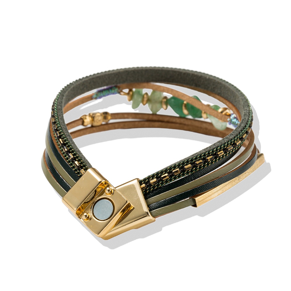 Firetti Armband »Schmuck Geschenk Edelstahl Leder Armschmuck Armkette Edelstein« Made in Germany - mit Aventurin