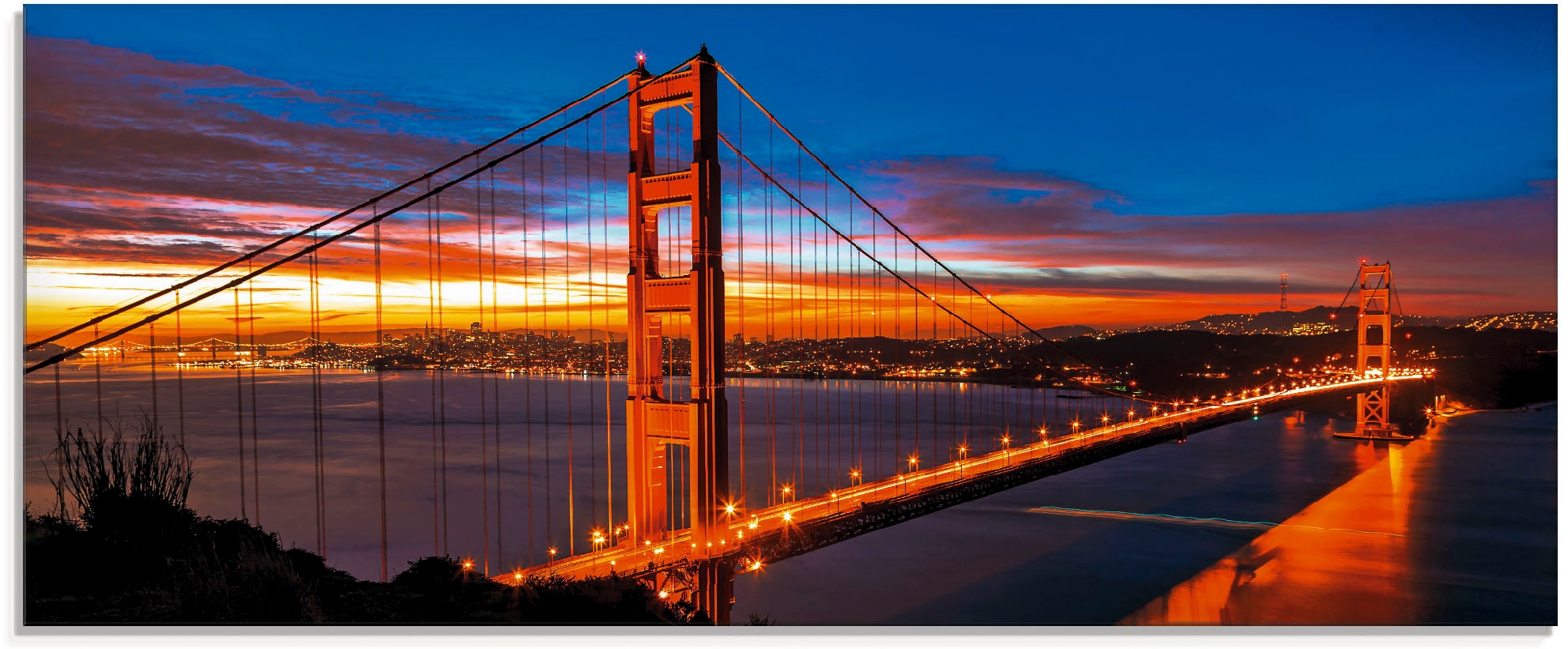 Artland Glasbild »The Golden Bridge Brücken, in verschiedenen BAUR Morgen«, | (1 Größen frühen St.), am Gate bestellen