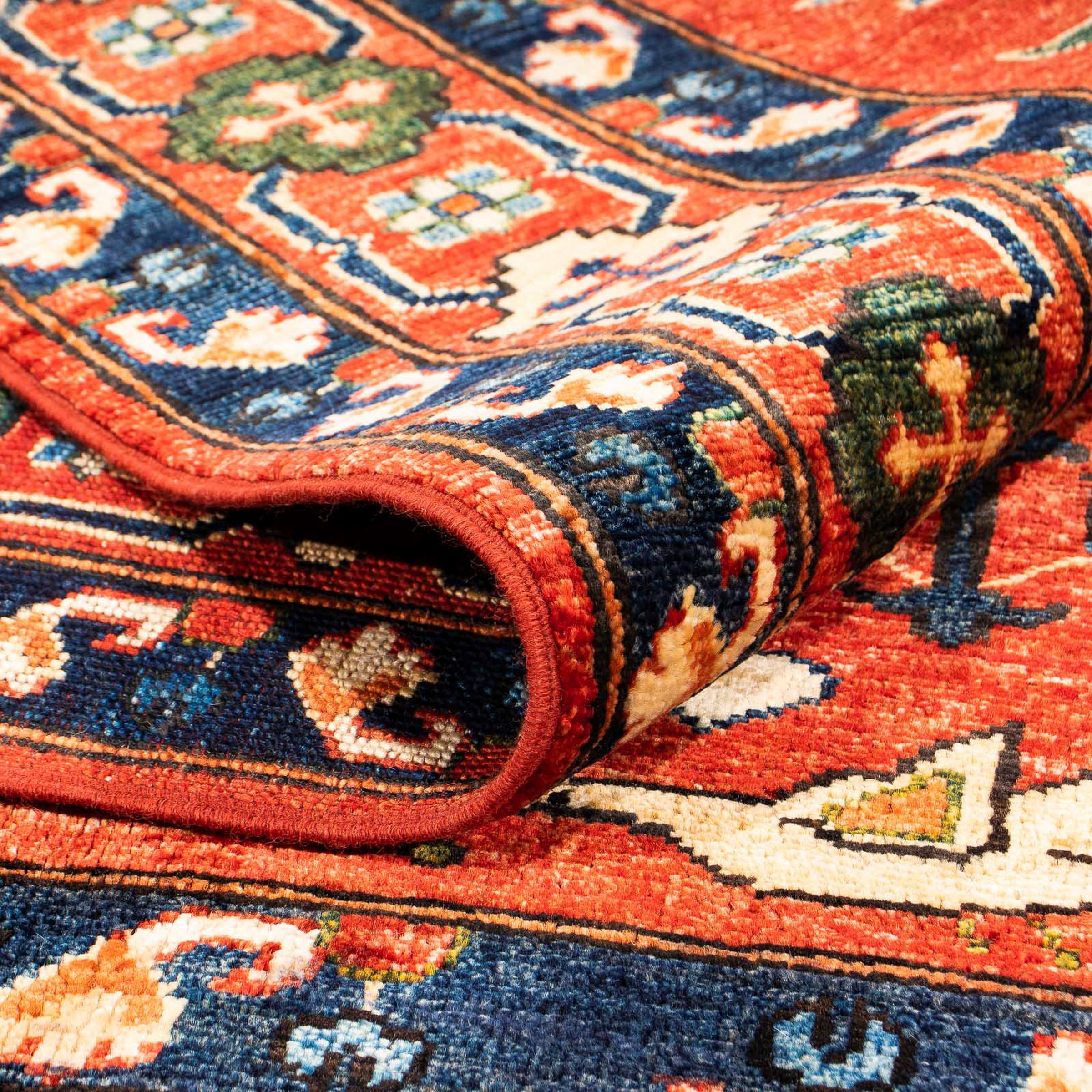 morgenland Orientteppich »Afghan - 150 | mit x rechteckig, cm 195 BAUR Einzelstück - Rechnung auf rot«, Handgeknüpft, Zertifikat Wohnzimmer