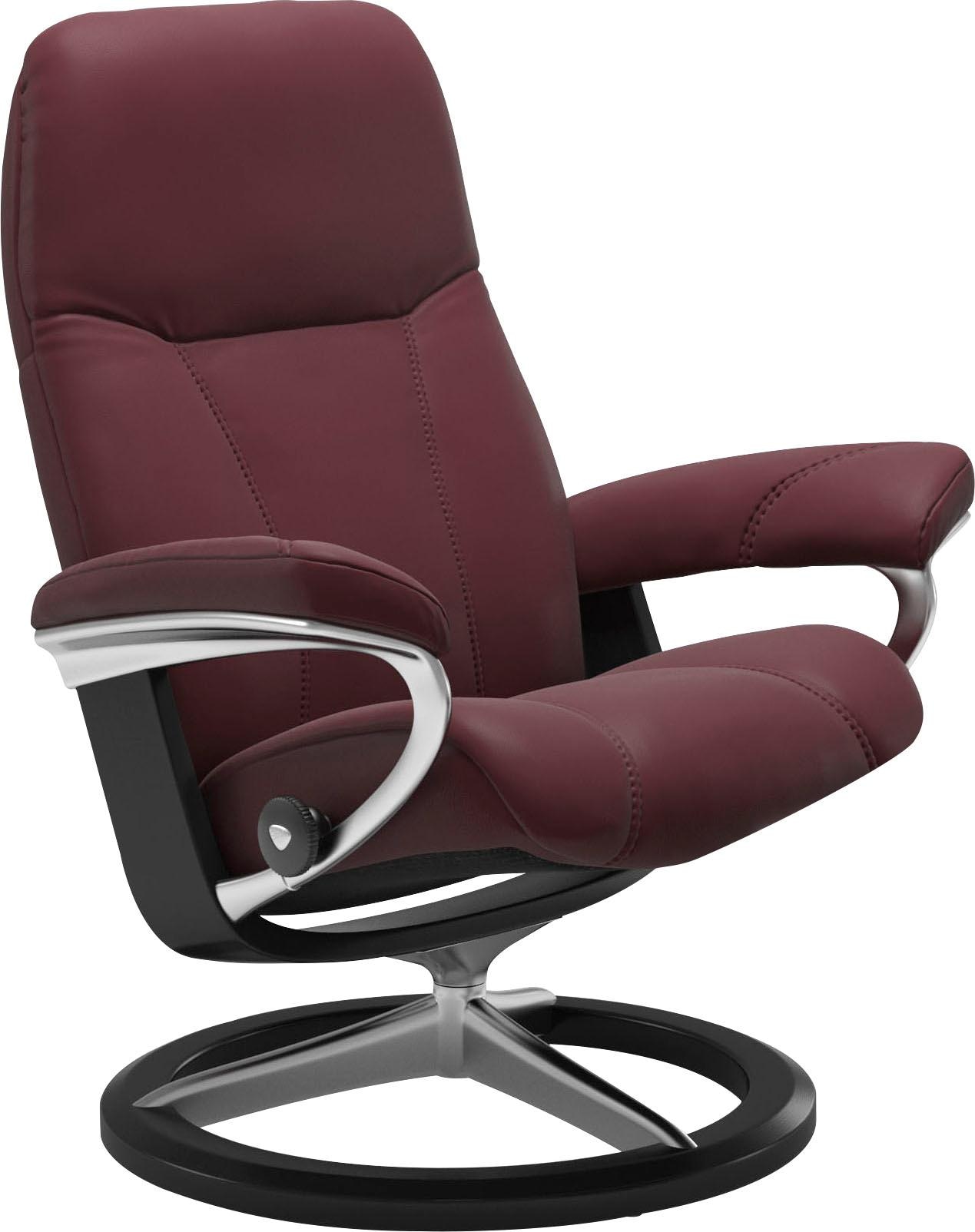 Relaxsessel STRESSLESS "Consul", rot (bordeaux batick), B:82cm H:102cm T:72cm, Leder BATICK: BATICK ist ein leicht korrigiertes, durchgefärbtes und genarbtes Möbelleder, bei dem die meisten Unebenheiten und Spuren in der Regel entfernt wurden.;Leder PALOM 3