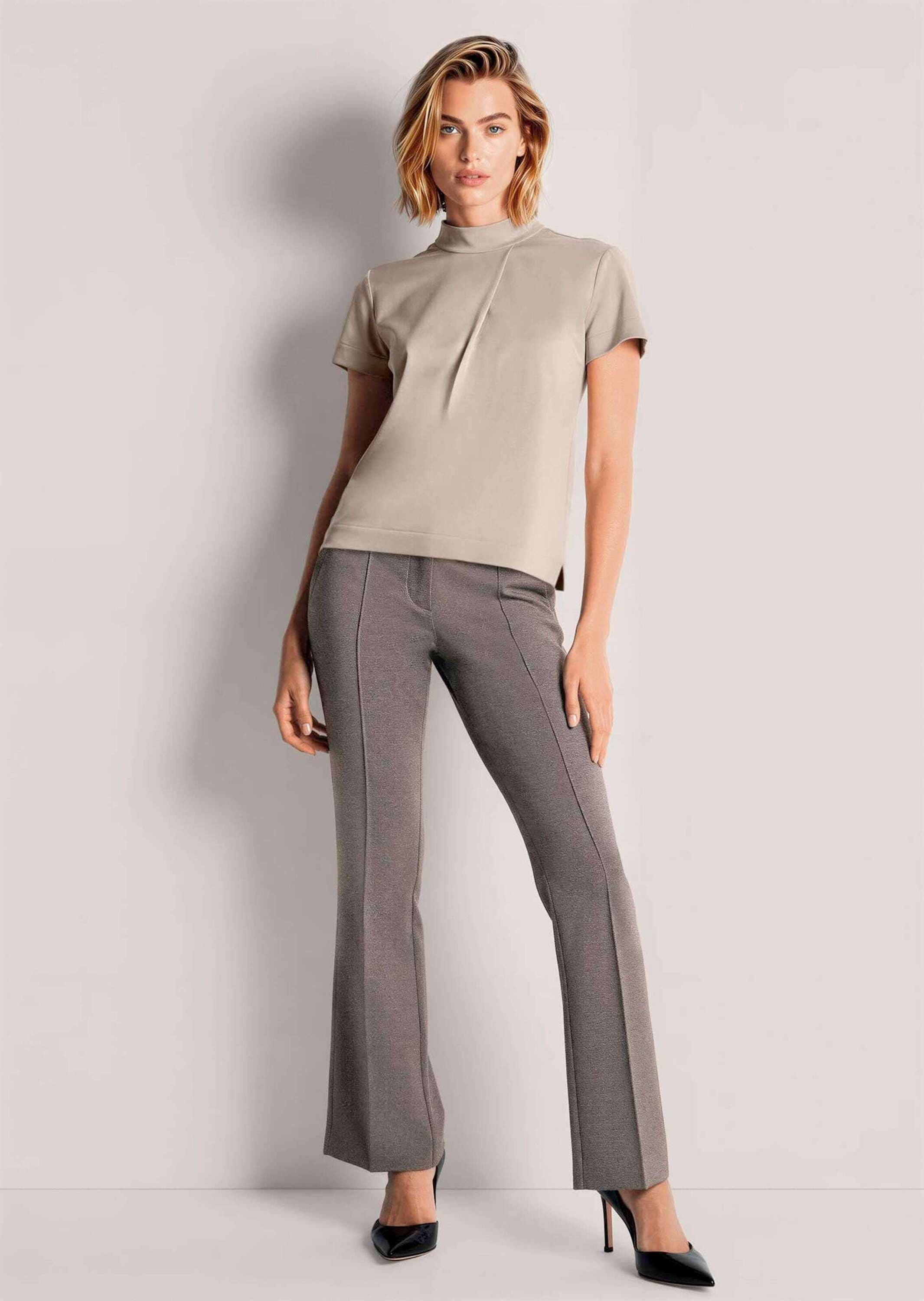 MADELEINE Langarmbluse »Bluse Satinbluse mit Stehkragen«