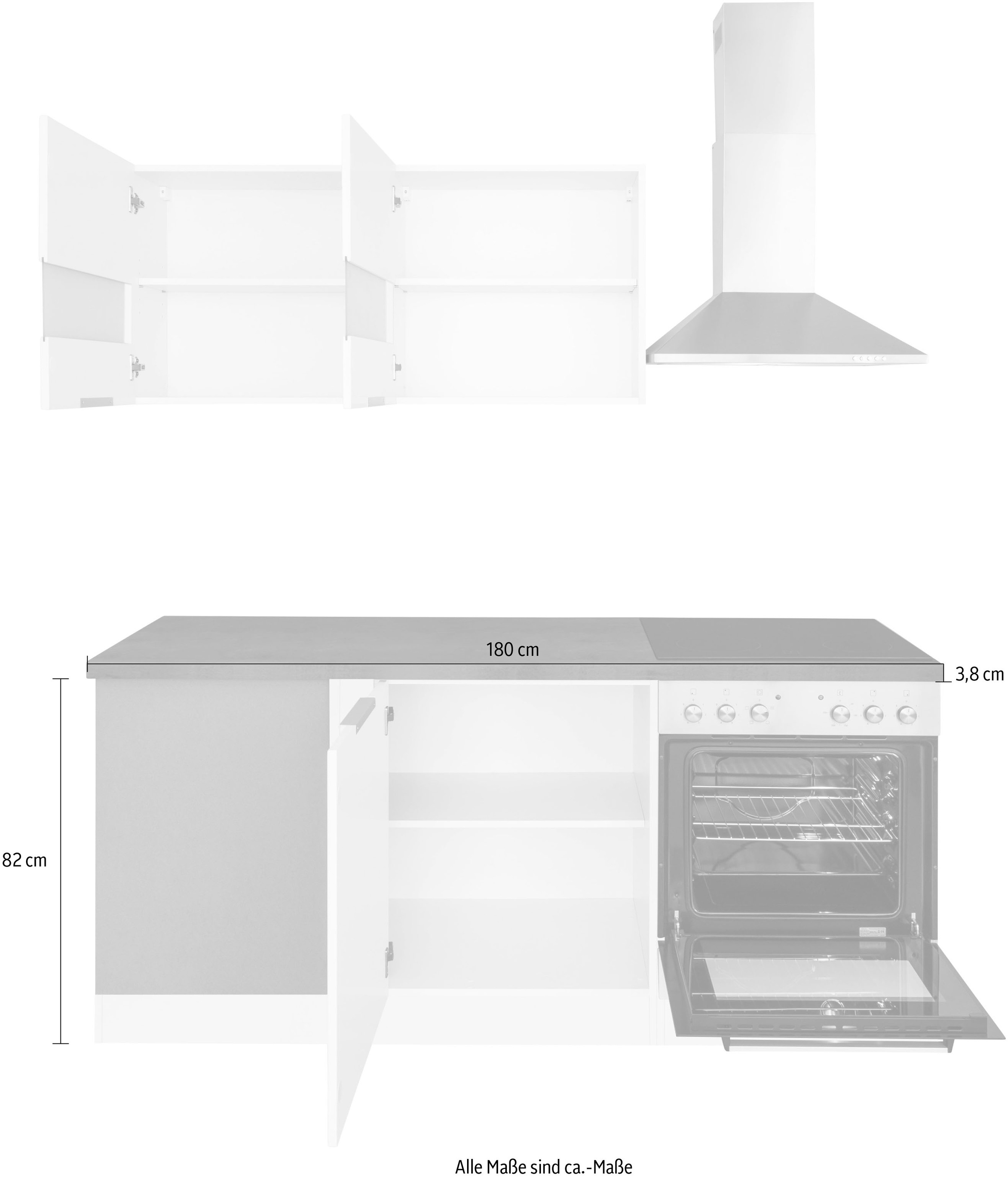 KOCHSTATION Winkelküche »KS-Luhe«, Stellbreite 240x180 cm, wahlweise mit oder ohne E-Geräten, MDF-Fronten