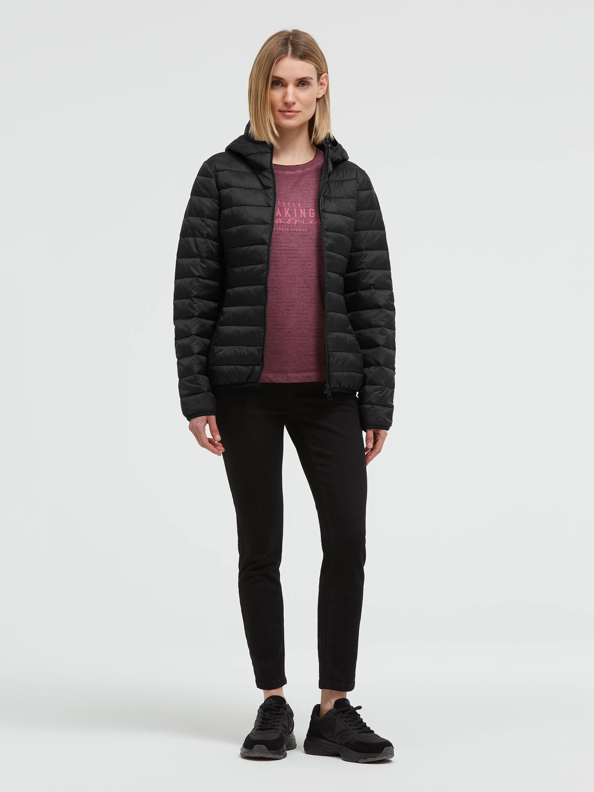SOCCX Outdoorjacke mit Kapuze mit elastischem Saumabschluss