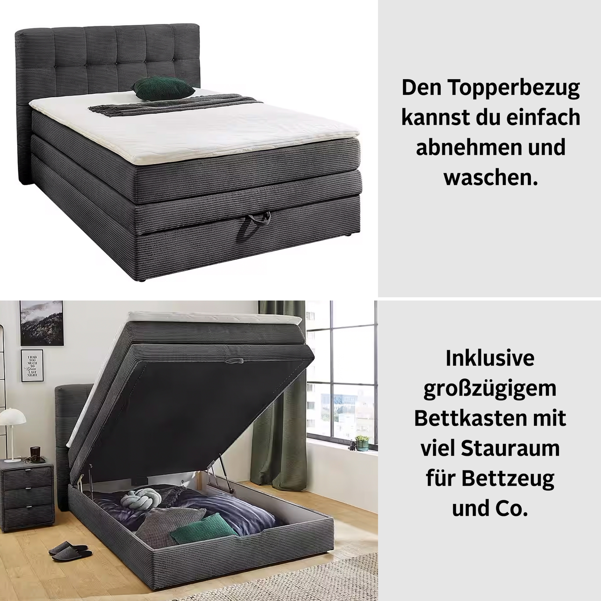 Jockenhöfer Gruppe Boxspringbett »Amy«, mit Bettkasten und Kaltschaum-Topper, erhältlich in 140 & 180cm Breite