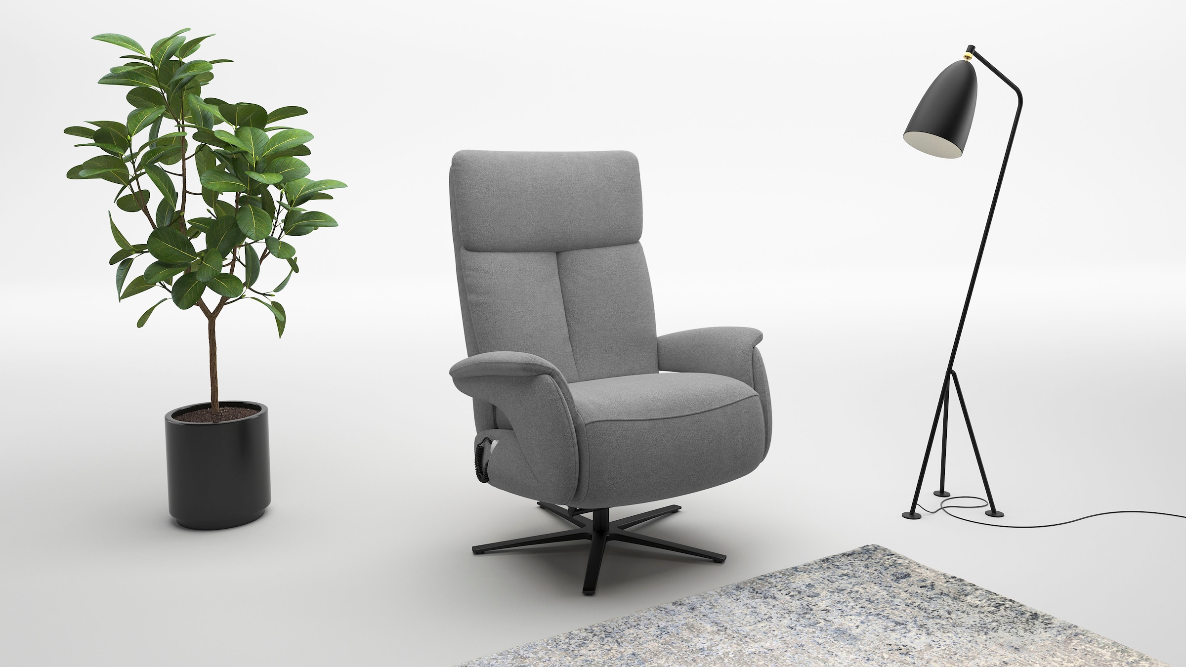 TV-Sessel SIT & MORE "Triple Seven Xtra large, bis 200kg belastbar, mit Herz-Waage Funktion", grau, B:86cm H:111cm T:86cm, 95%Polyester 5%Polyamid, Sessel, inkl. Kopfteil- & Drehfunktion, wahlweise mit Akku und Aufstehhilfe