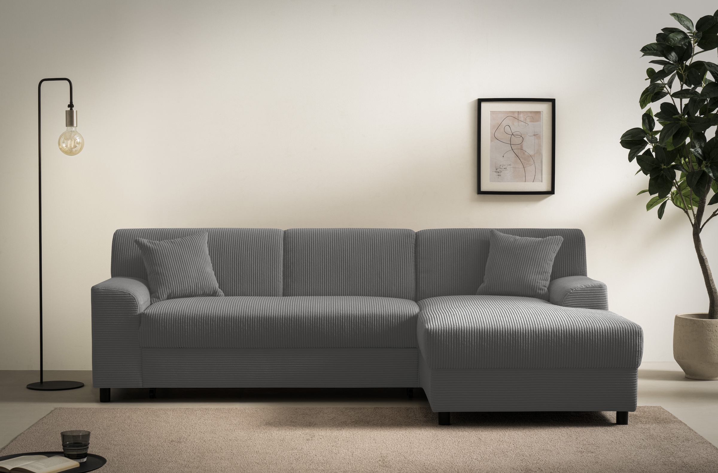 DOMO collection Ecksofa "Turah 2, L-Form, Cord oder Luxus-Microfaser, komfo günstig online kaufen
