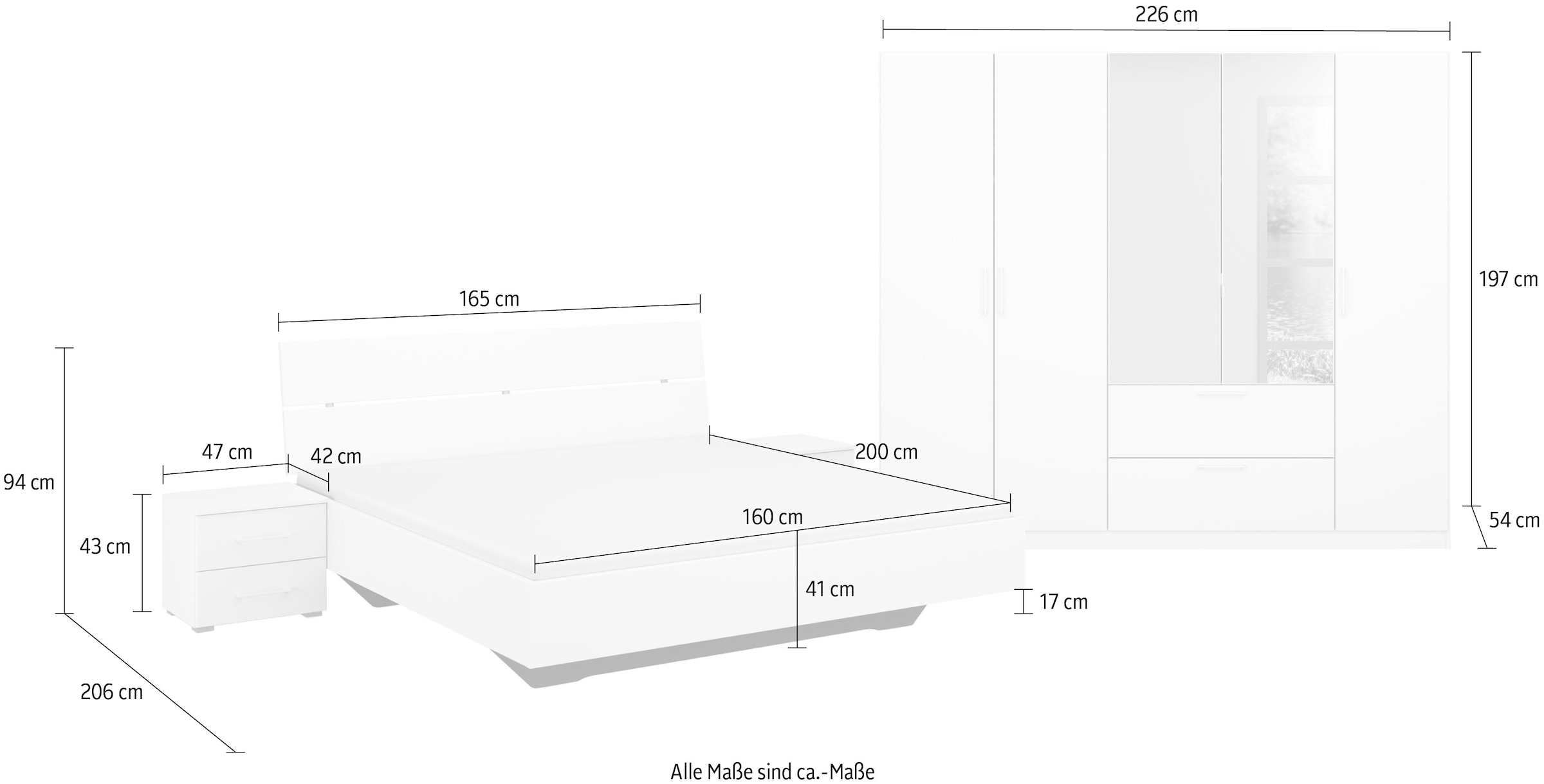 INOSIGN BY RAUCH Schlafzimmer-Set »Komplettschlafzimmer Schlafzimmer Challenger (Set 4-teilig)«, Schrank 2 Breiten, Bett 3 Breiten, 2 Nachttische MADE IN GERMANY