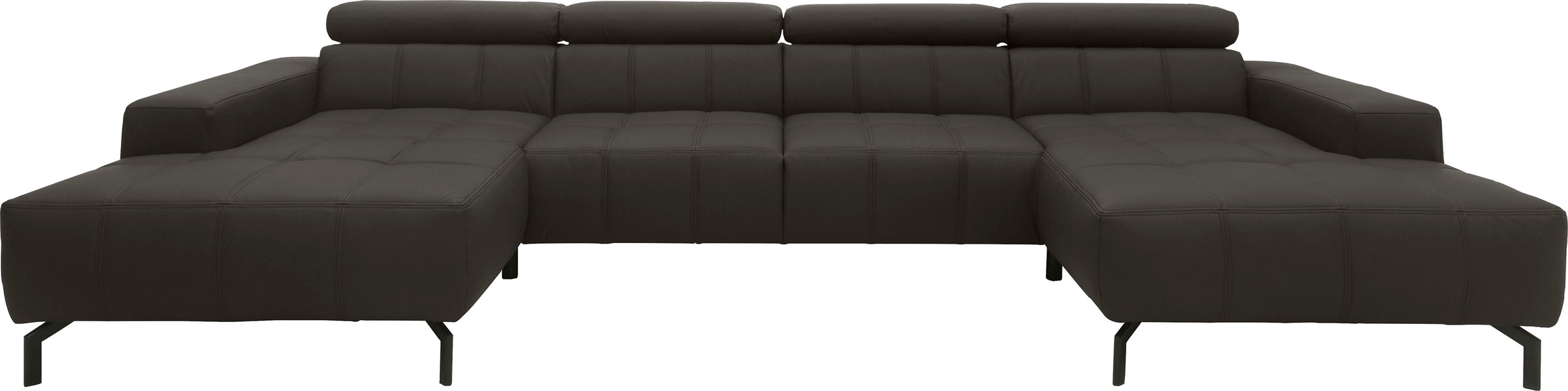 DOMO collection Wohnlandschaft »Cunelli tolle Sitznähte als Designelement, fester Sitzkomfort, U-Form«, wahlweise mit Kopfteilverstellung, bodenfrei