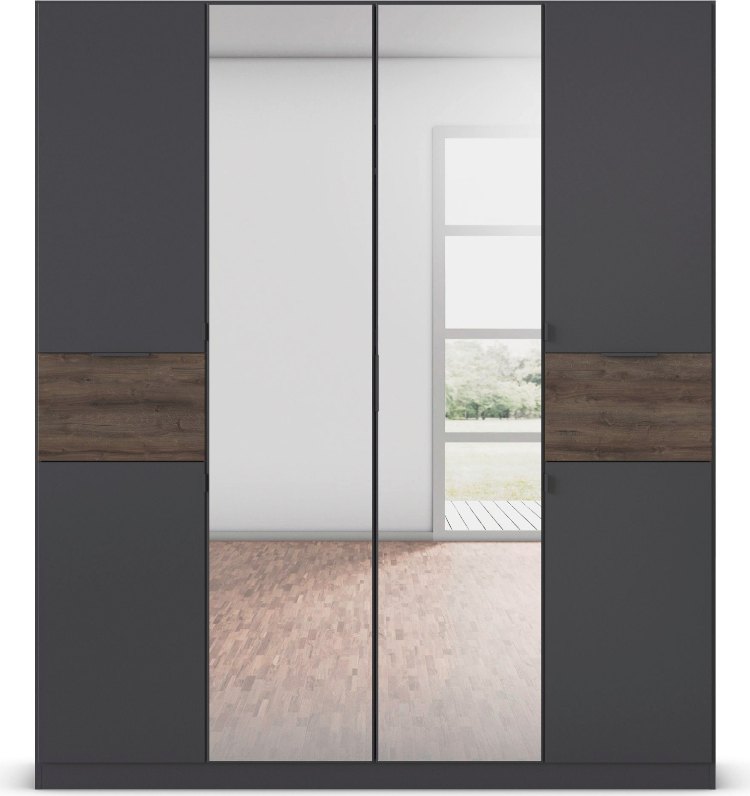 rauch Drehtürenschrank »Kleiderschrank Schrank Garderobe Wäscheschrank TICAO« Schubladen in der Höhe variabel positionierbar,  mit 2 geräumigen Schubladen, viel Stauraum MADE IN GERMANY